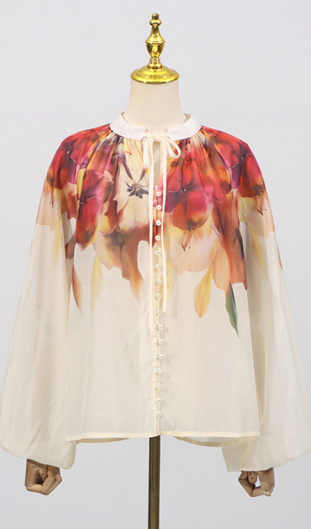 Fashionslee Women Gerda Flower Printed Long Sleeve Shirt & Skirt Set
