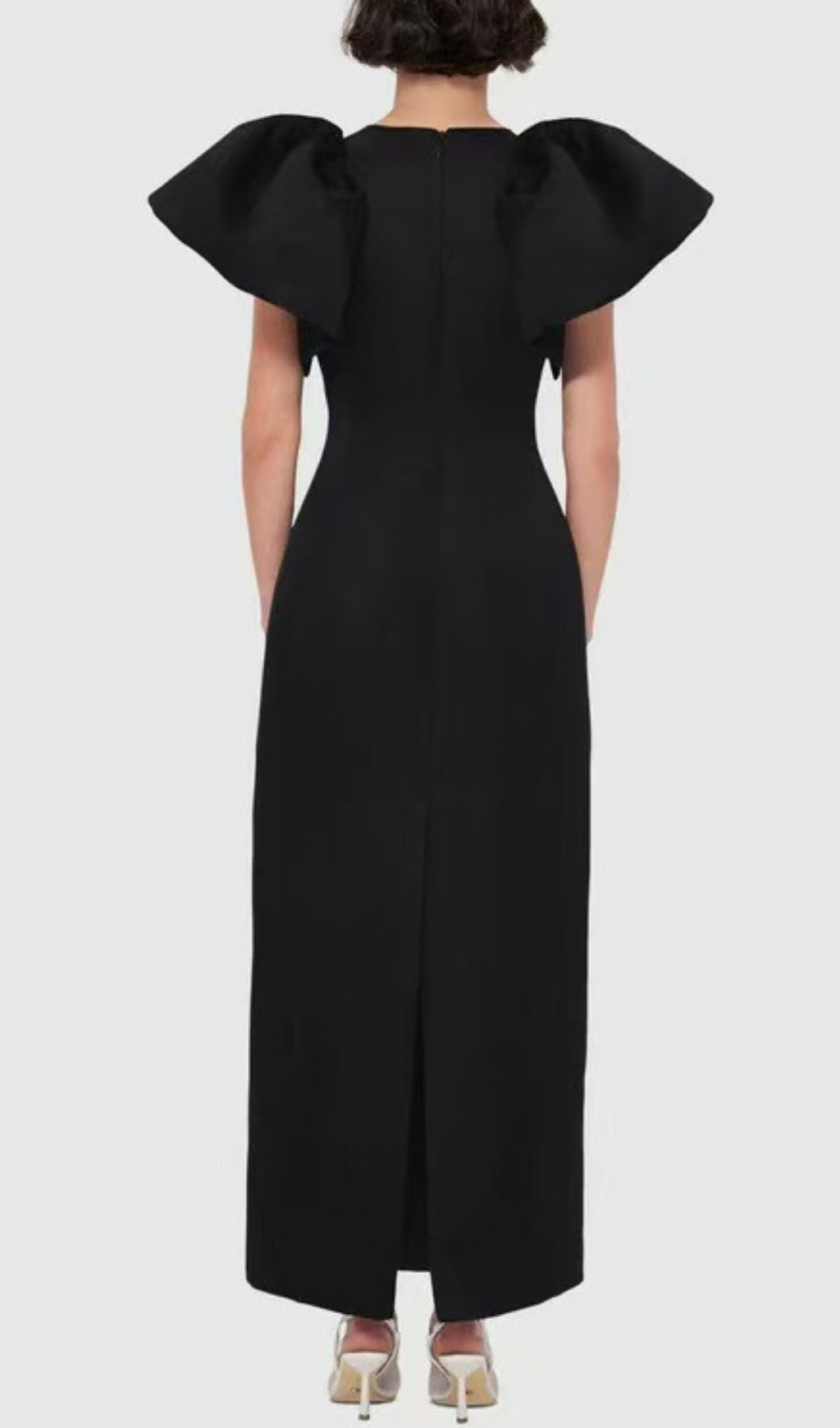Fashionslee Women Eadoin Black Flower Puff Sleeve Maxi Dress