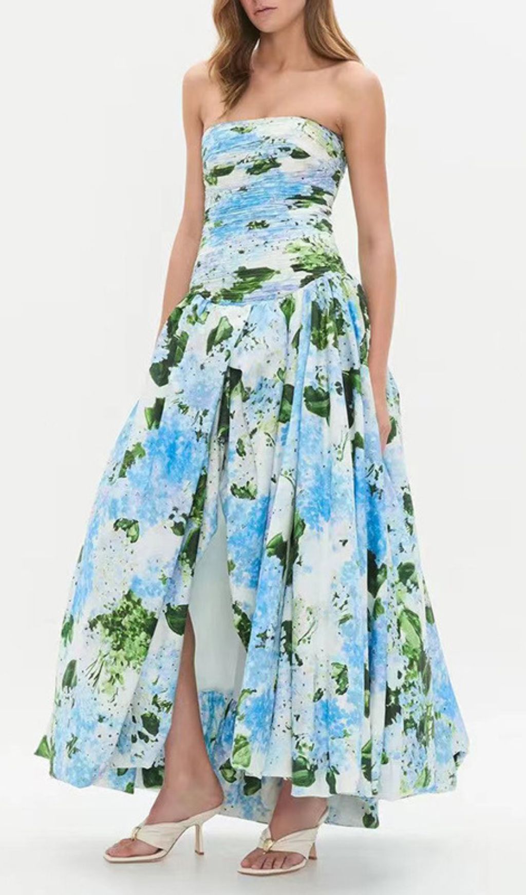 Fashionslee Women Hestia Strapless Printed Maxi Dress