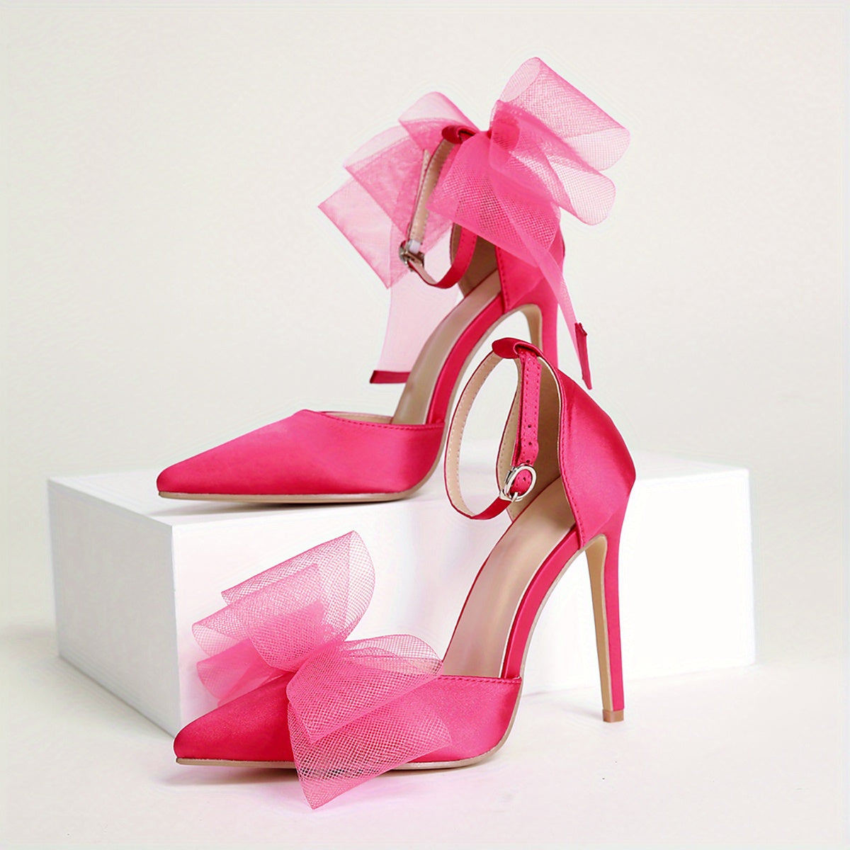 d033fba07c6936a2adce75f9c3f94004.jpeg Fashionslee Women Ariane Satin Bow Heels In Hot Pink