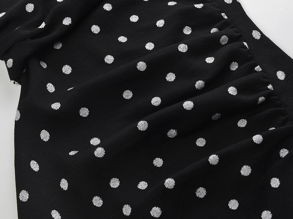 d040b357f6725df12012c964d25c48e0.jpg Fashionslee Women Polka Dot Draped Midi Dress