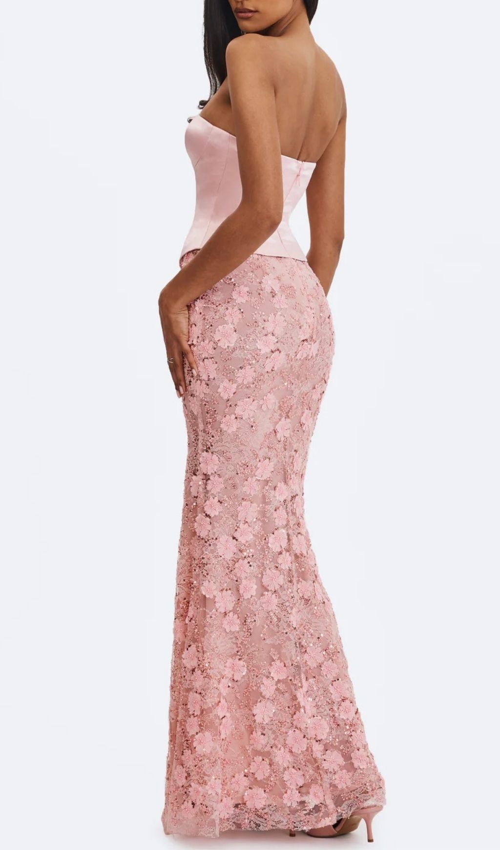 Fashionslee Women Kerith Pink Strapless Flower Maxi Dress