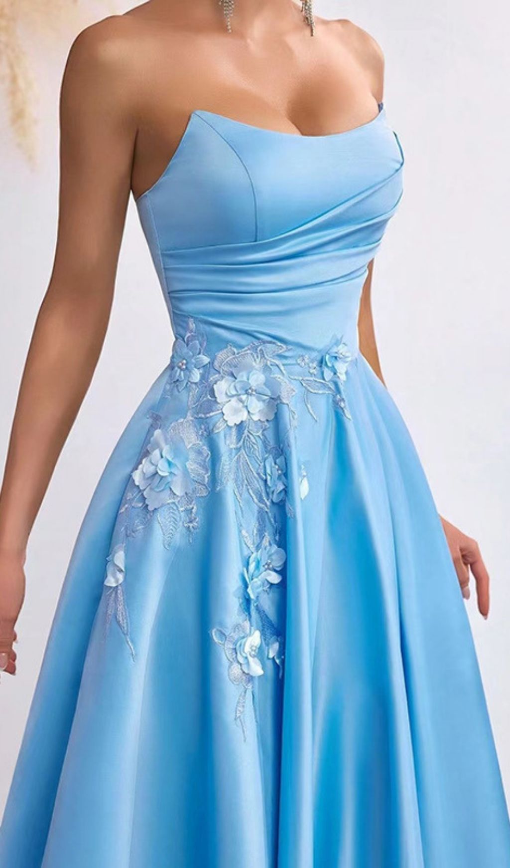 Fashionslee Women Kaiyo Blue Strapless Flower Maxi Dress