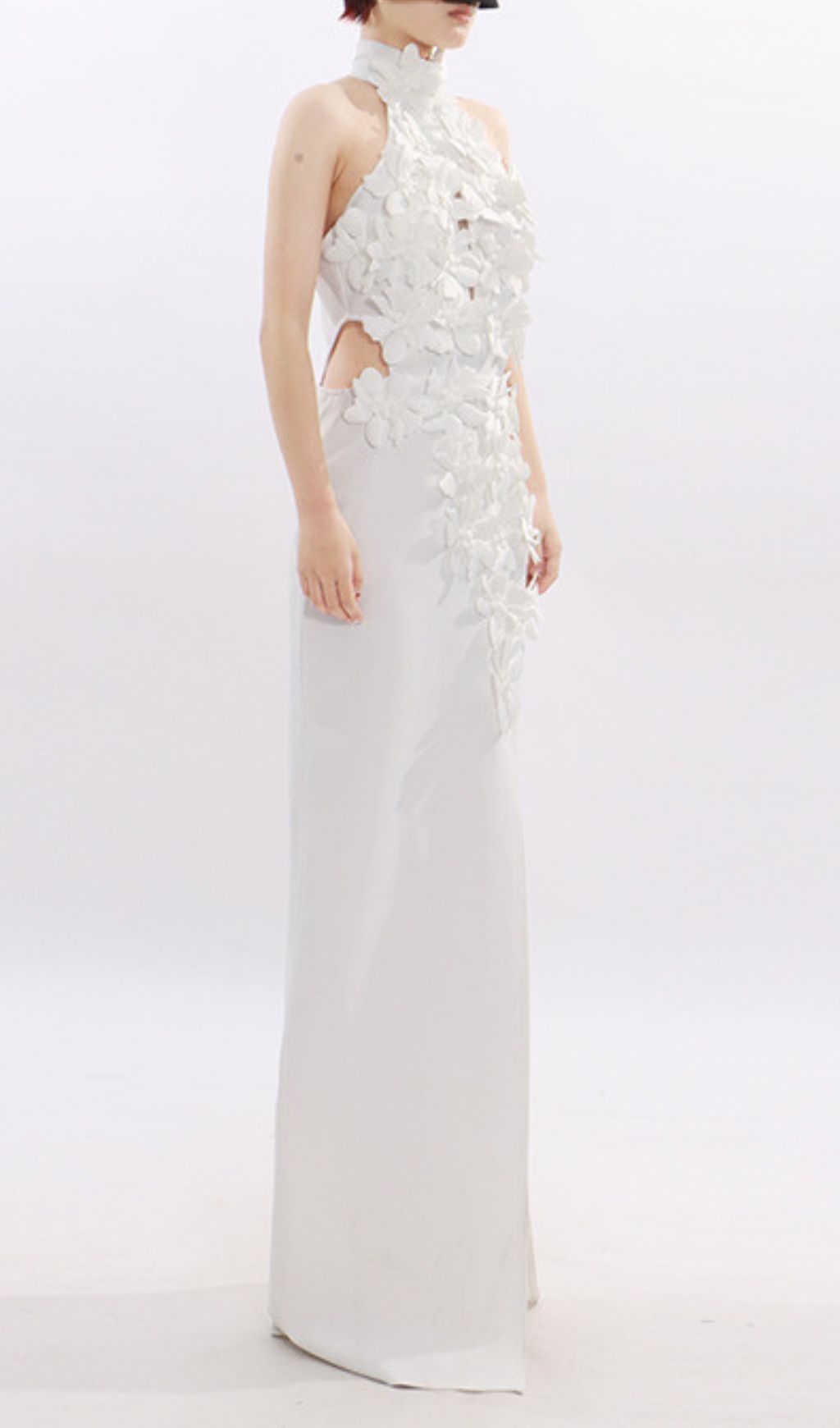 Fashionslee Women Jezel White Halter Flower Maxi Dress