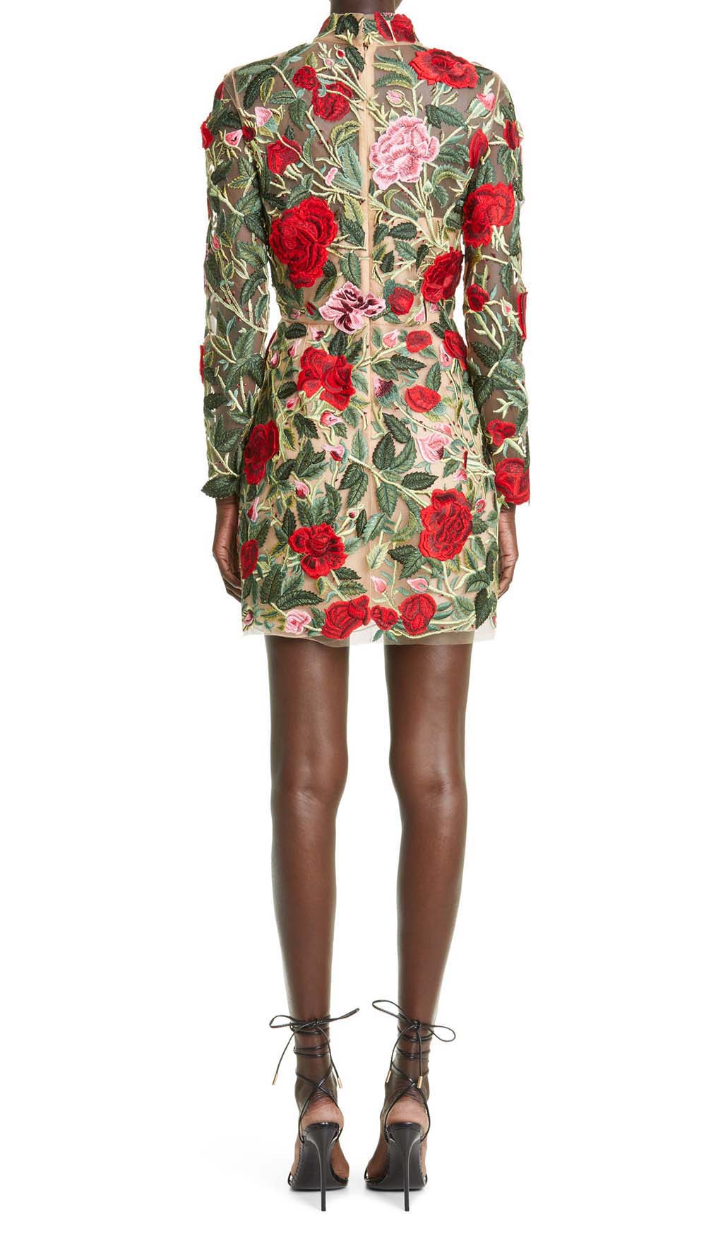 TRENDING FLORAL EMBROIDERY HIGH MINI DRESS - OWNCI