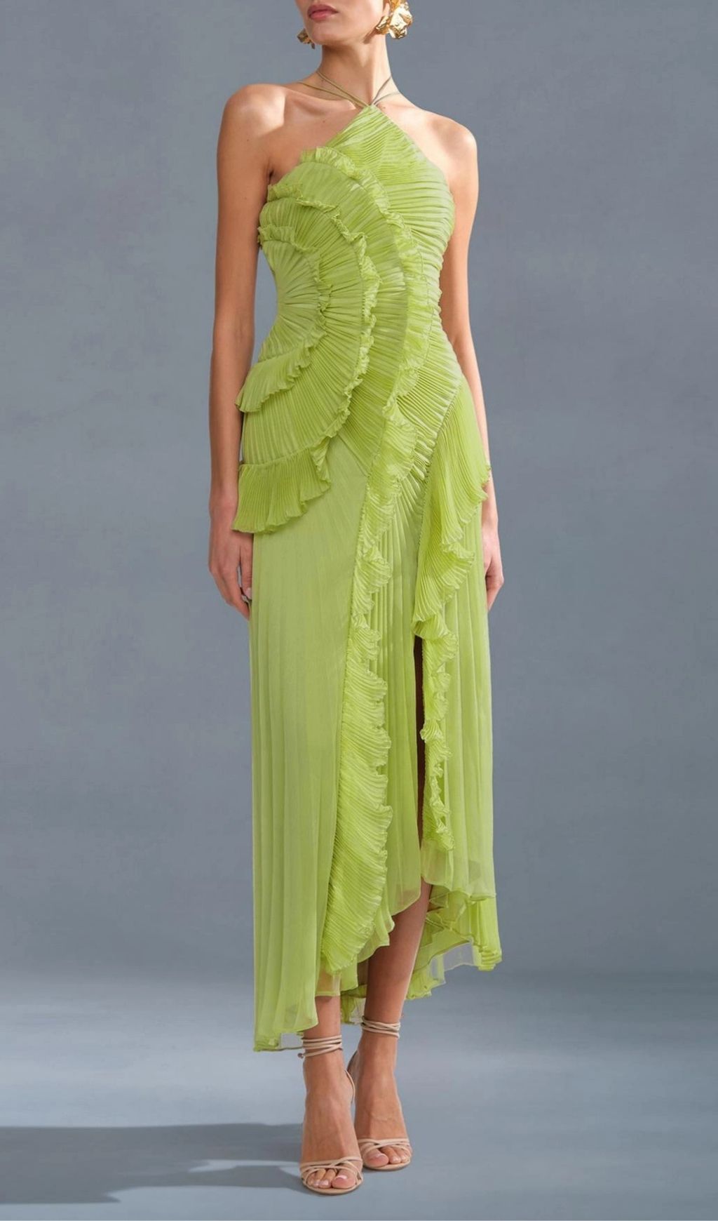 d07cfd038692d7a806d3070a18d0bd72.jpg Fashionslee Women Finneas Matcha Halter Pleated Maxi Dress