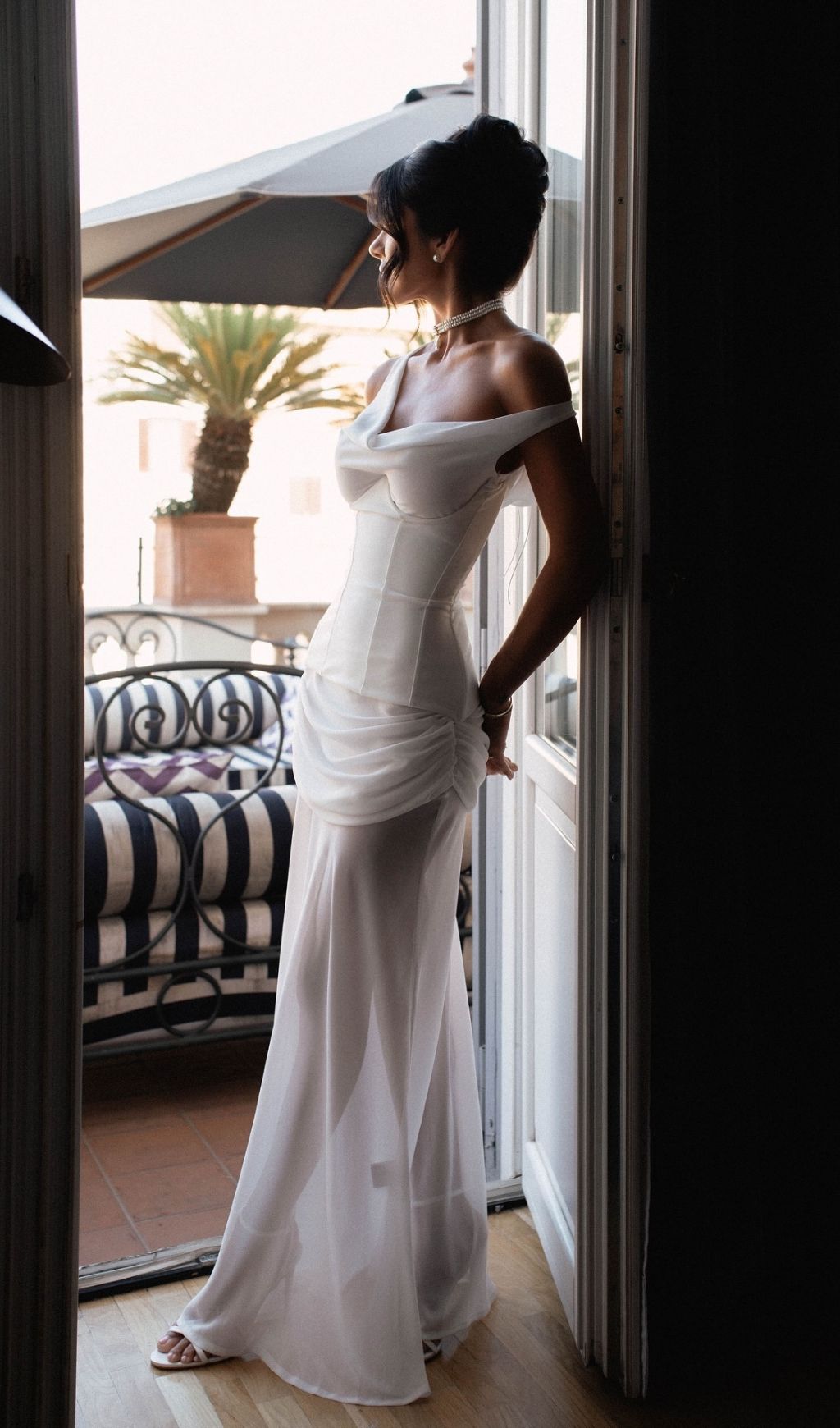 Fashionslee Women Istas White Corset Maxi Dress