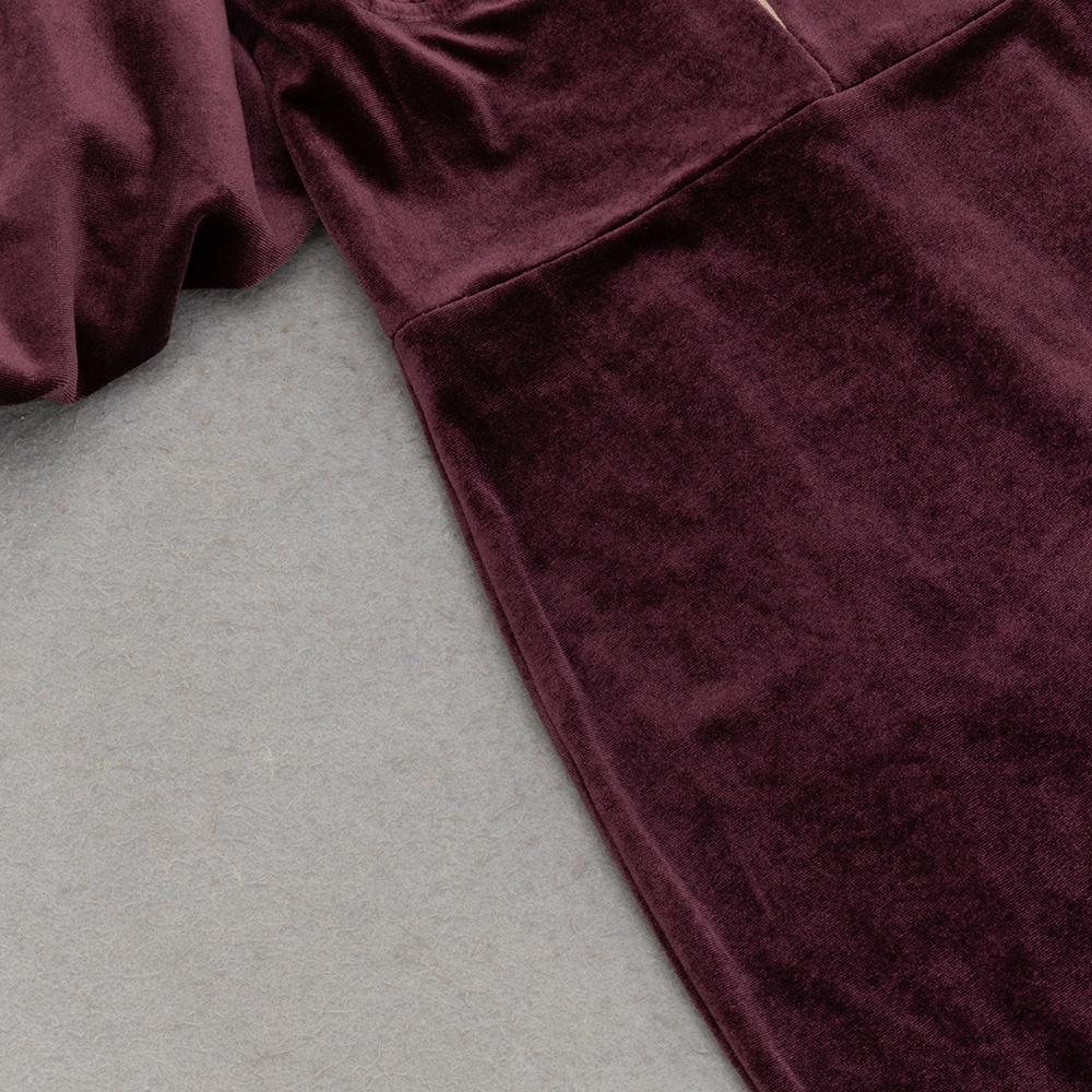 Fashionslee Women Corrado Wine V-Neck Velvet Maxi Dress