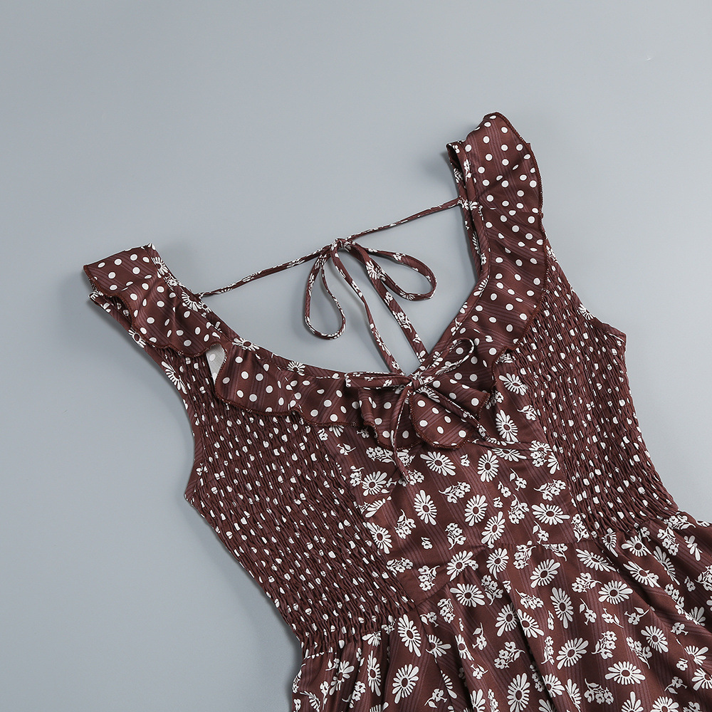 VINTAGE VIRAL JALENA COFFEE FLORAL MINI DRESS - OWNCI VINTAGE VIRAL JALENA COFFEE FLORAL MINI DRESS - OWNCI