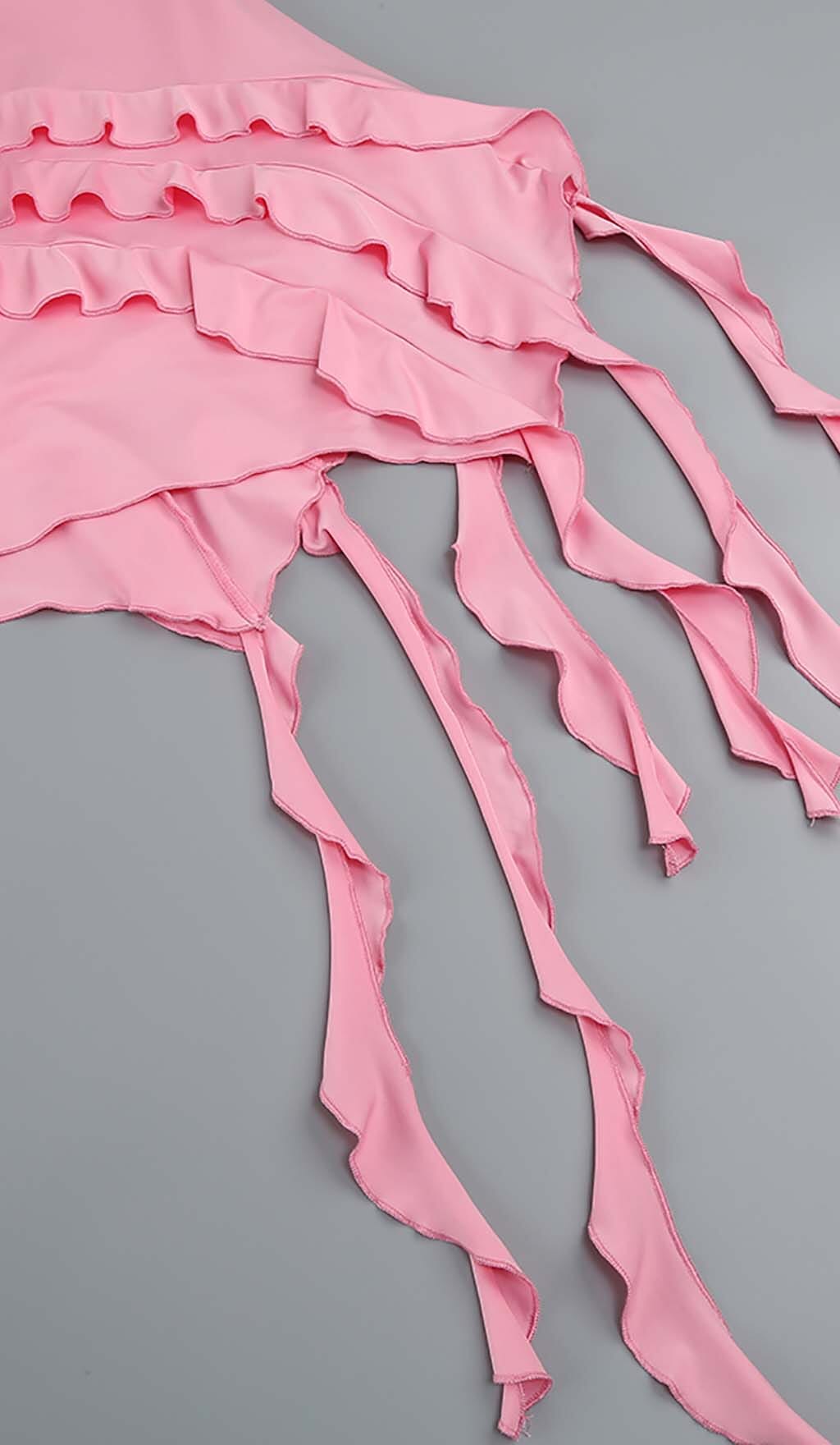 d0f70299a04cbd5670073eb94471e6ce.jpeg Fashionslee Women Rose-Detail Ruffled Mini Dress In Pink