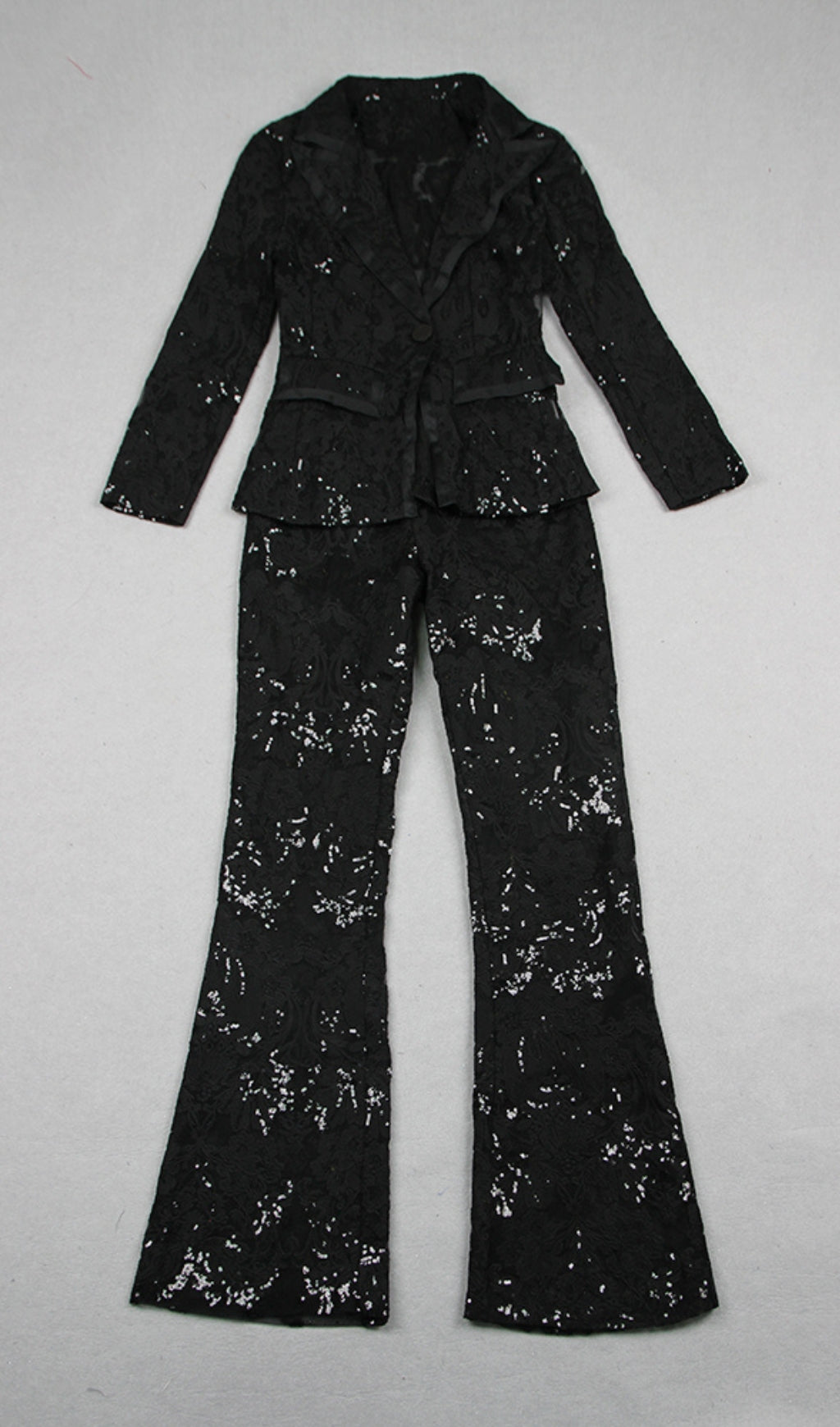 Fashionslee Women Black Lace Blazer And Pants