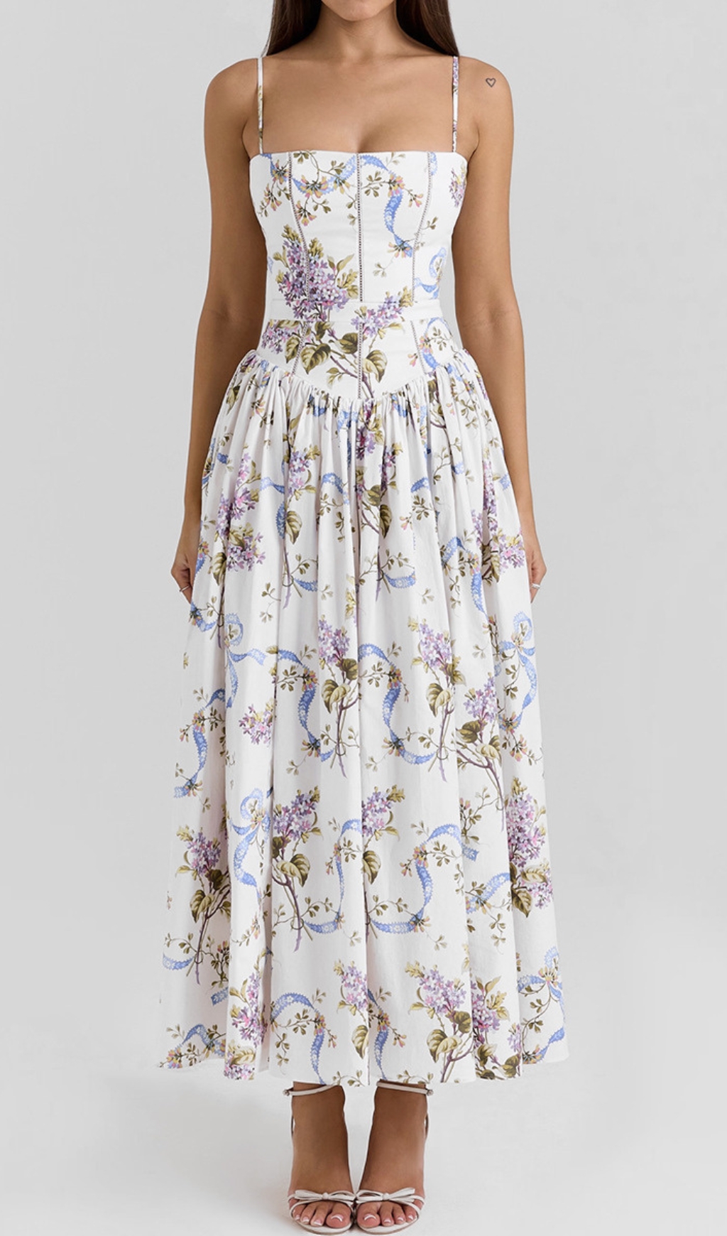 Fashionslee Women Ashira White Floral Maxi Dress