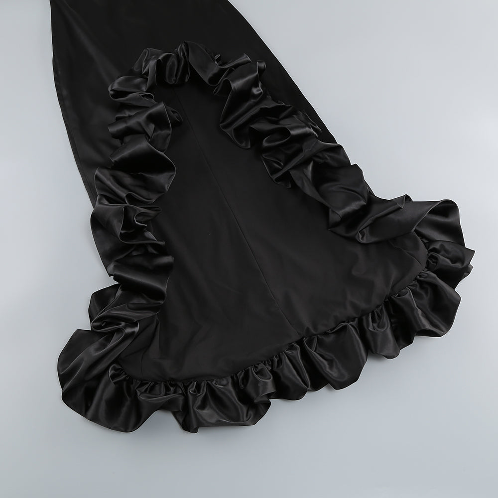 d11b1778b2c60bea6c731a6b03014f07.jpeg Fashionslee Women High-Low Hemline Dress In Black