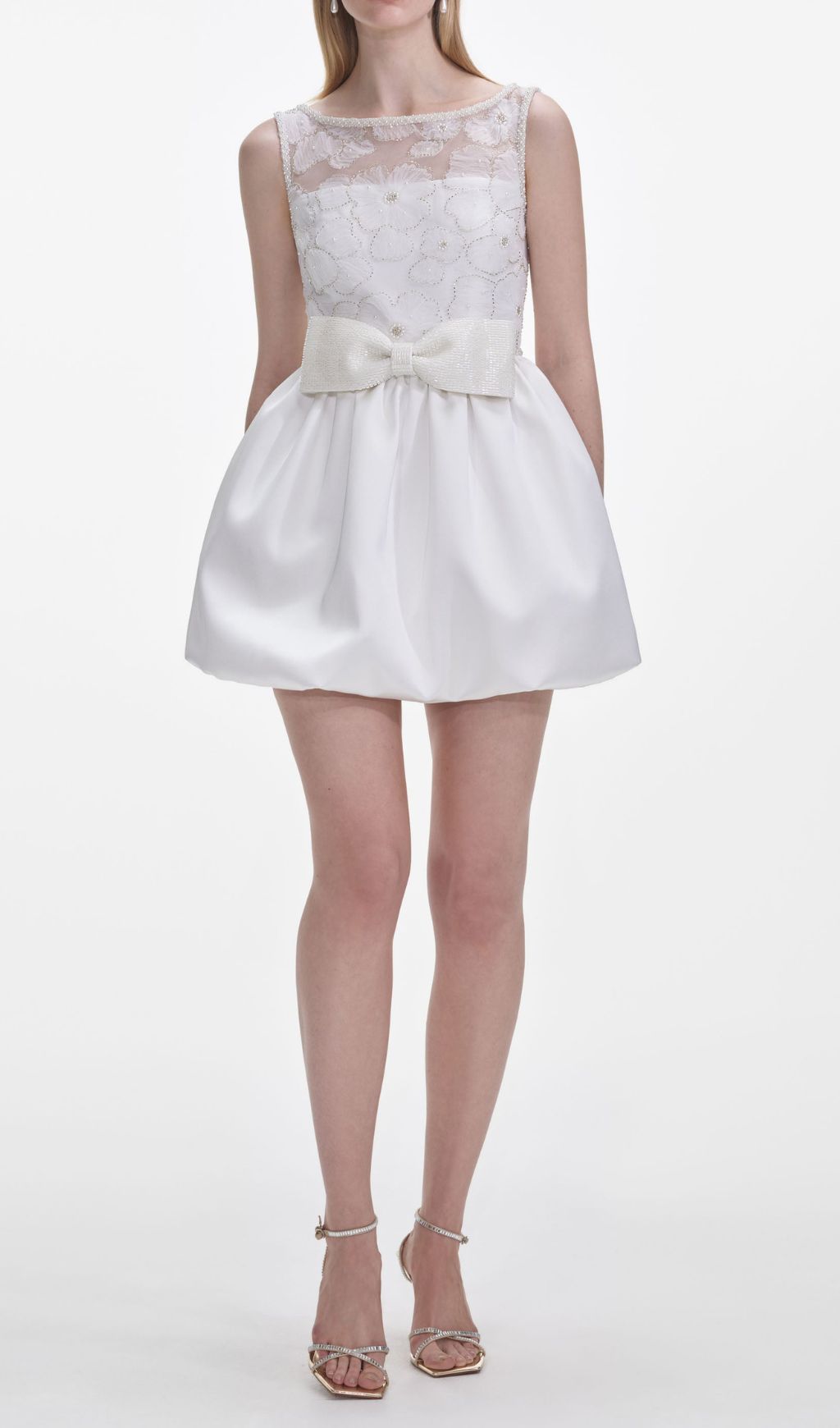 Fashionslee Women White Bow Lace Mini Dress
