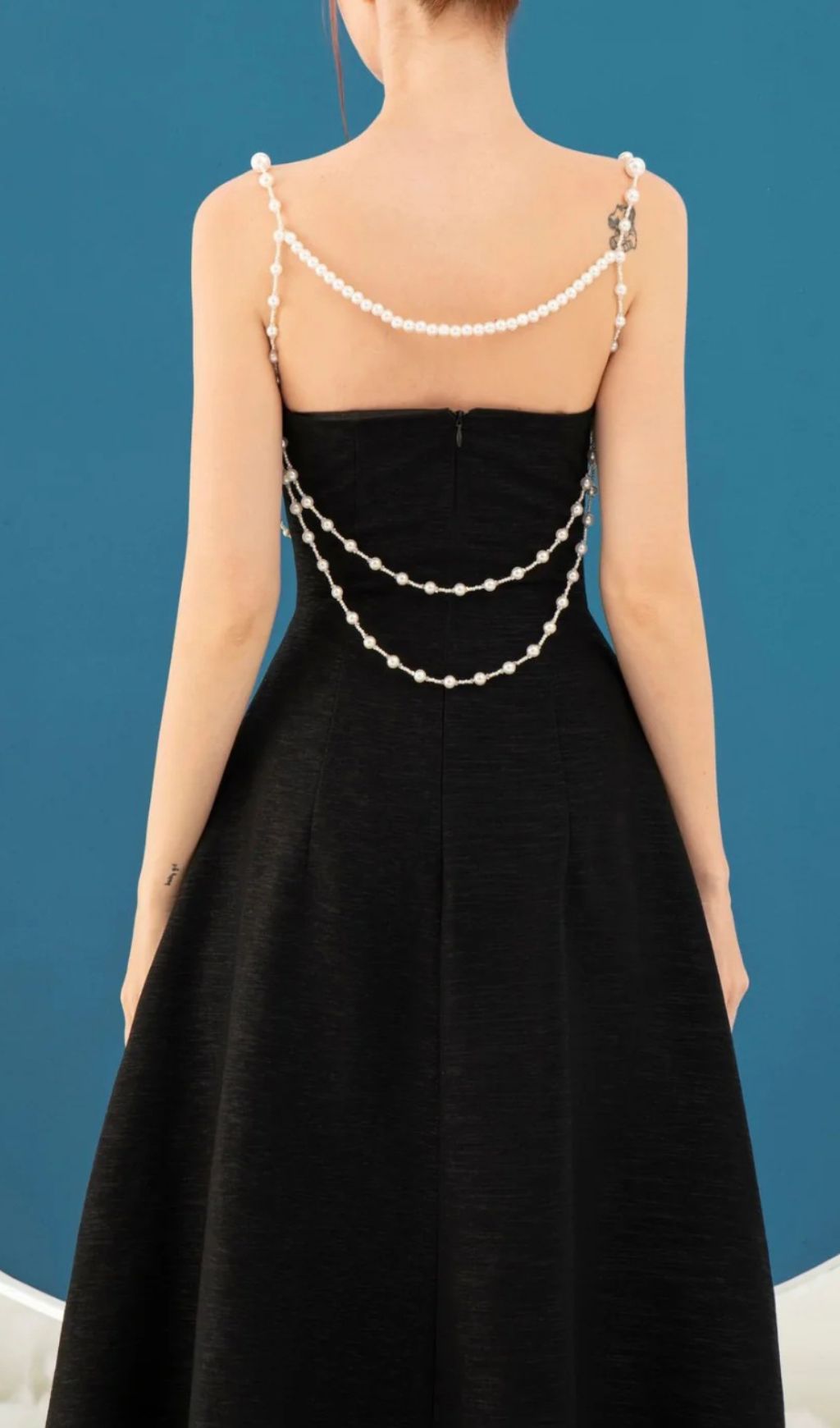 Fashionslee Women Ilyssa Black Beaded Strappy Midi Dress