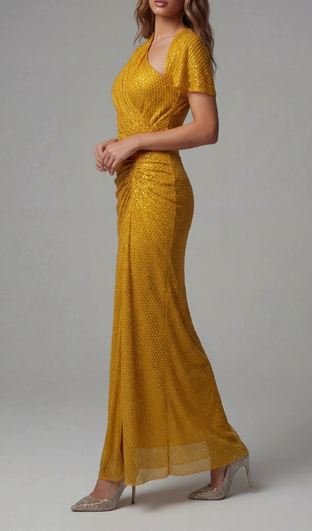 d181e08cc4e835e40ed2fea5ae0e2193.jpg Fashionslee Women Kennedy Wheat Crystal Ruched Maxi Dress