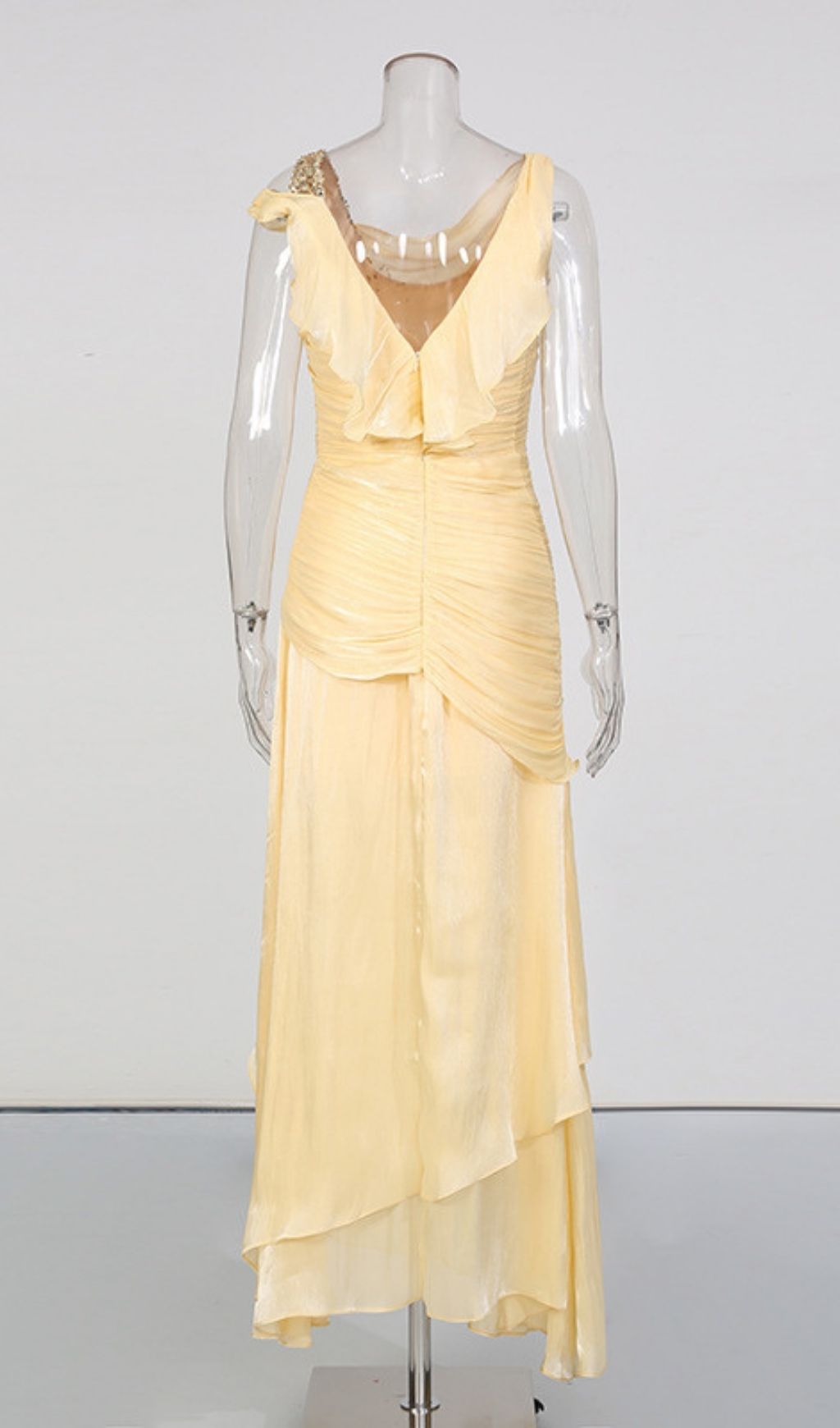 d1844d98d143bf191a80ada196161bf2.jpg Fashionslee Women Kazuko Yellow Ruffle Hem Maxi Dress