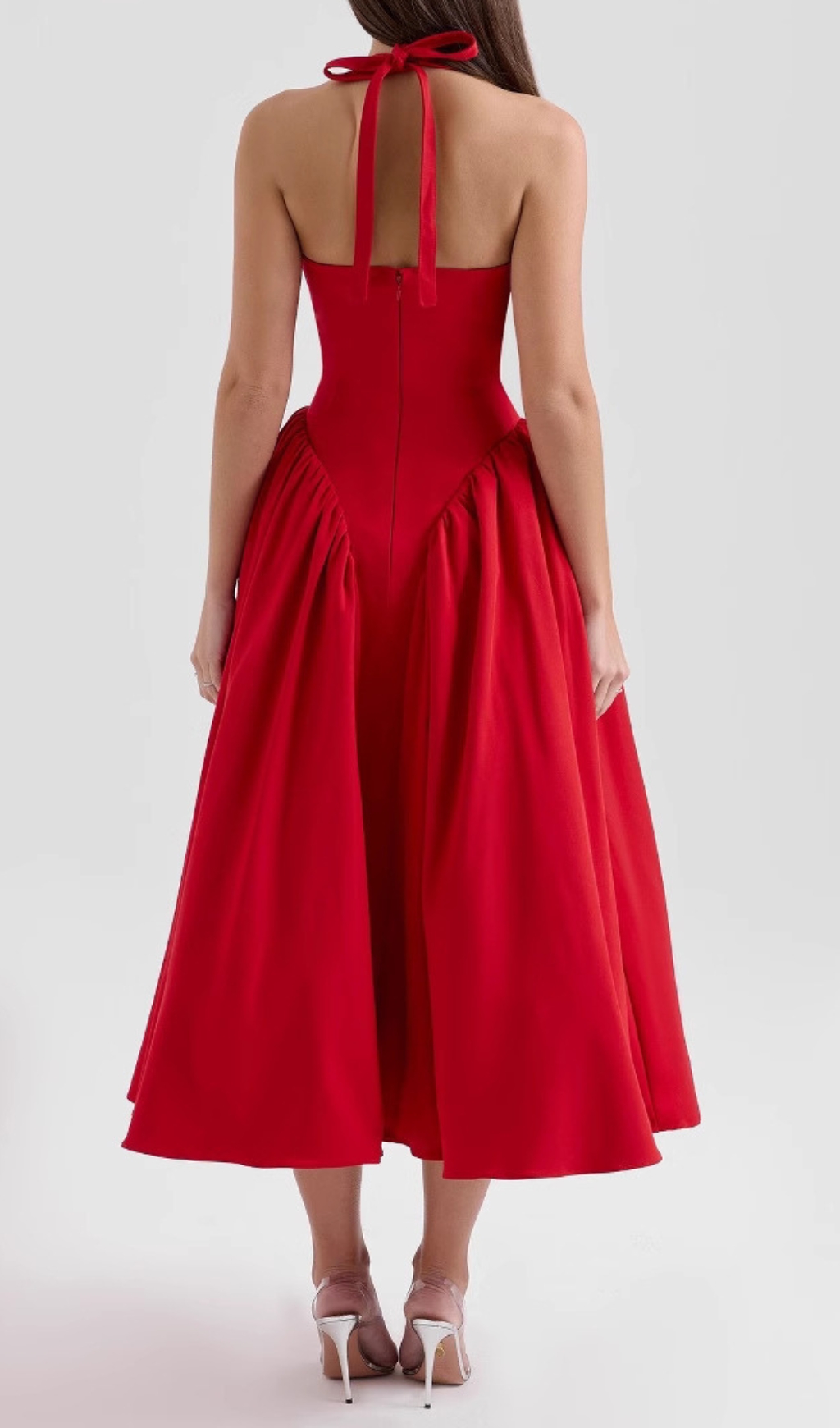 d1cc6d9703eec1f9542d43dc3381f3db.jpg Fashionslee Women Dierdra Red Halter Midi Dress