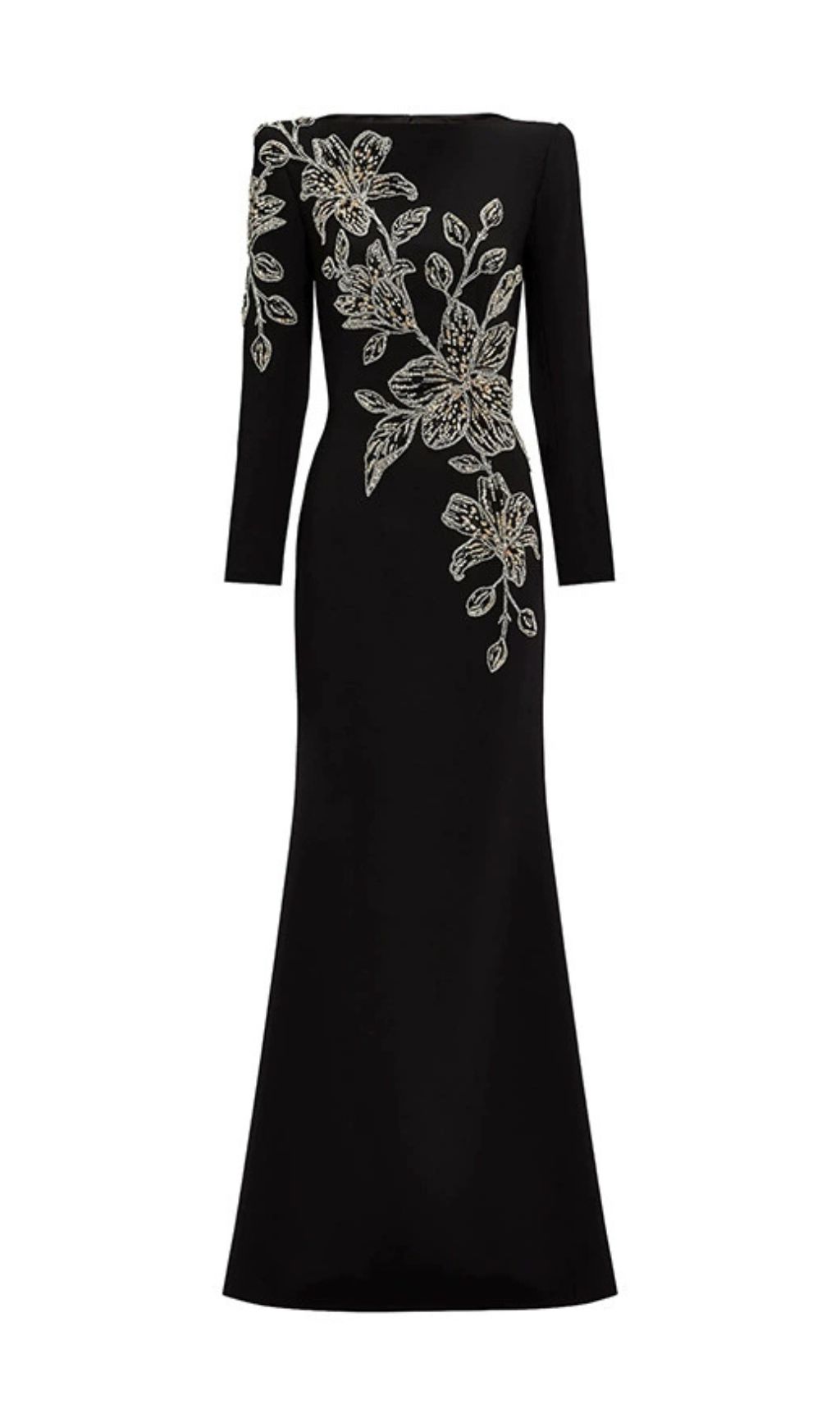 Fashionslee Women Jessica Black Flower Embellished Gown