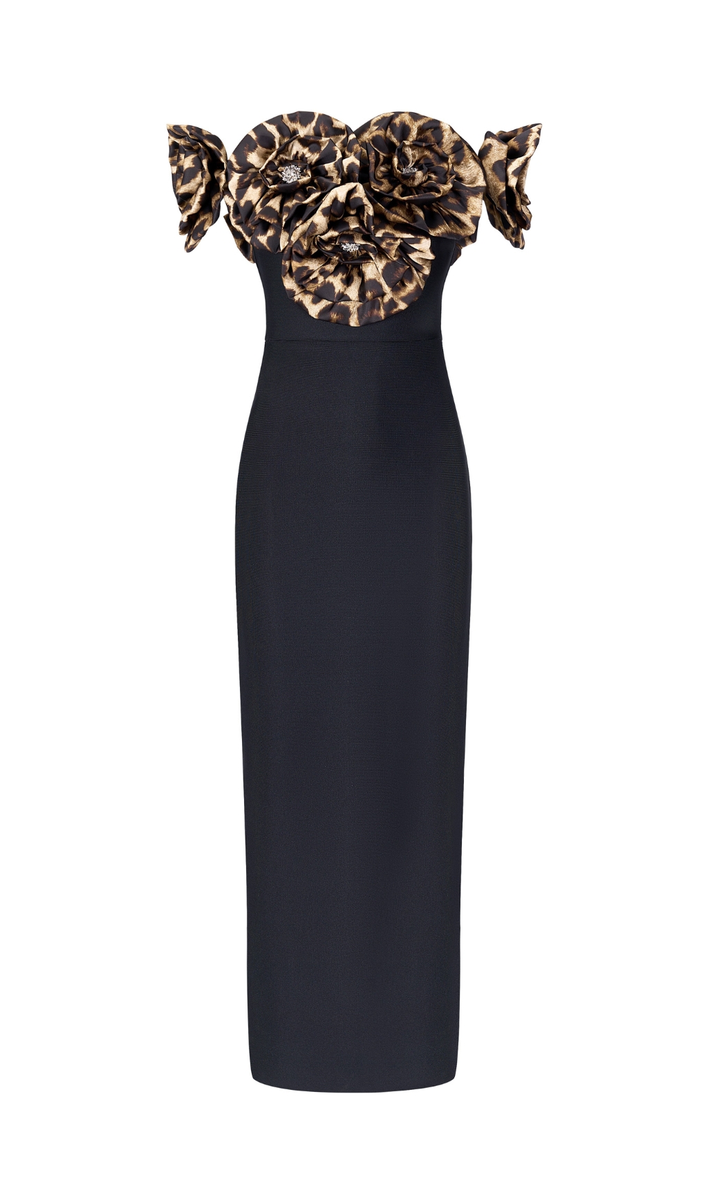 Fashionslee Women Dorona Black Leopard Flower Bandage Maxi Dress