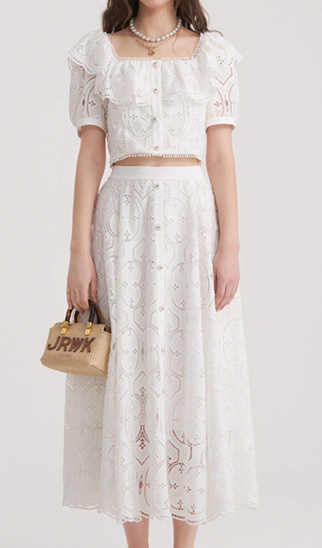 d2165d2a66c39c204502987393970aab.jpg Fashionslee Women Einav White Embroidery Skirt Set