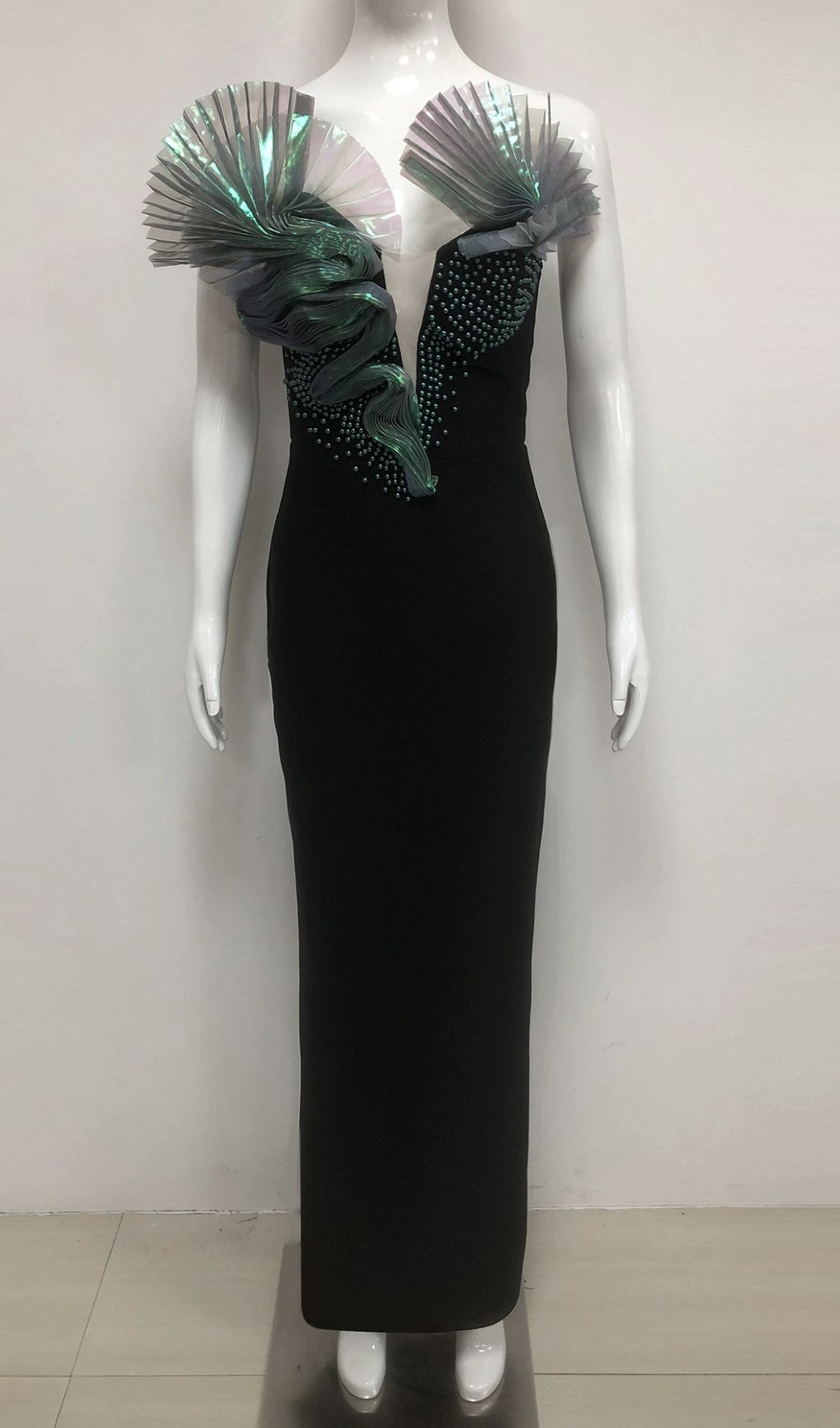 Fashionslee Women Florida Strapless Beaded Bandage Maxi Dress