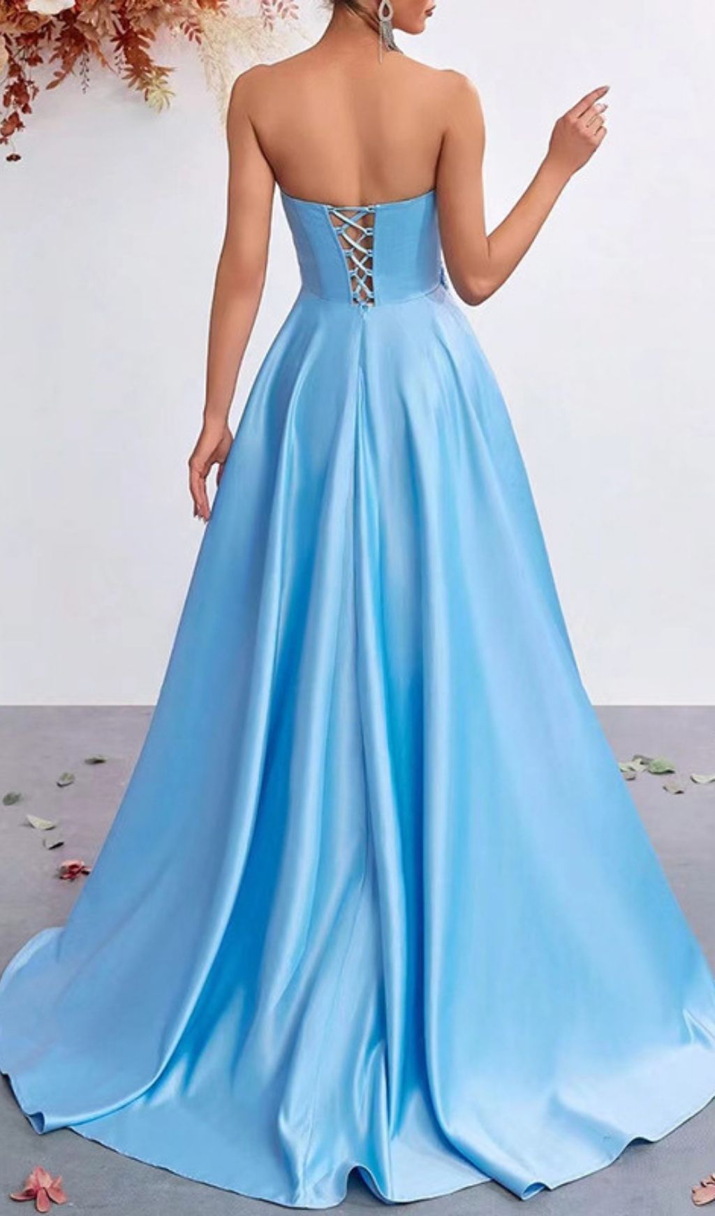 Fashionslee Women Kaiyo Blue Strapless Flower Maxi Dress