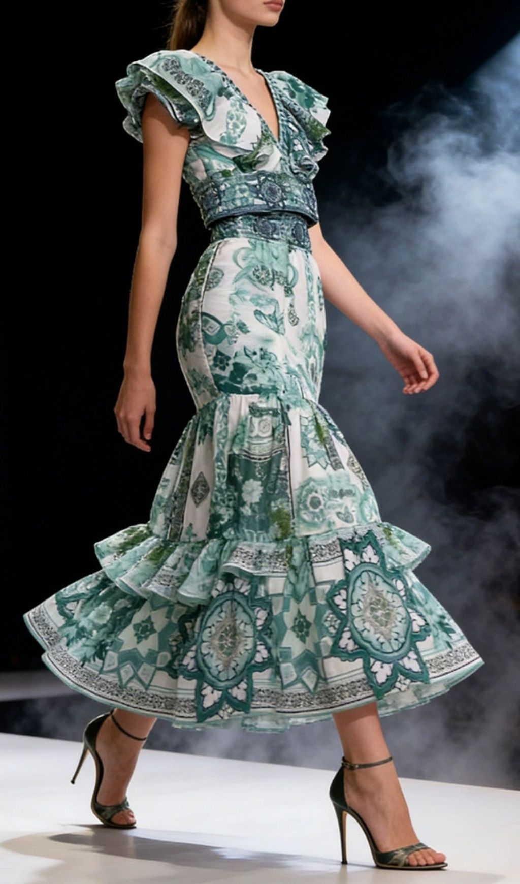 Fashionslee Women Khai Green Printed Two-Piece Set