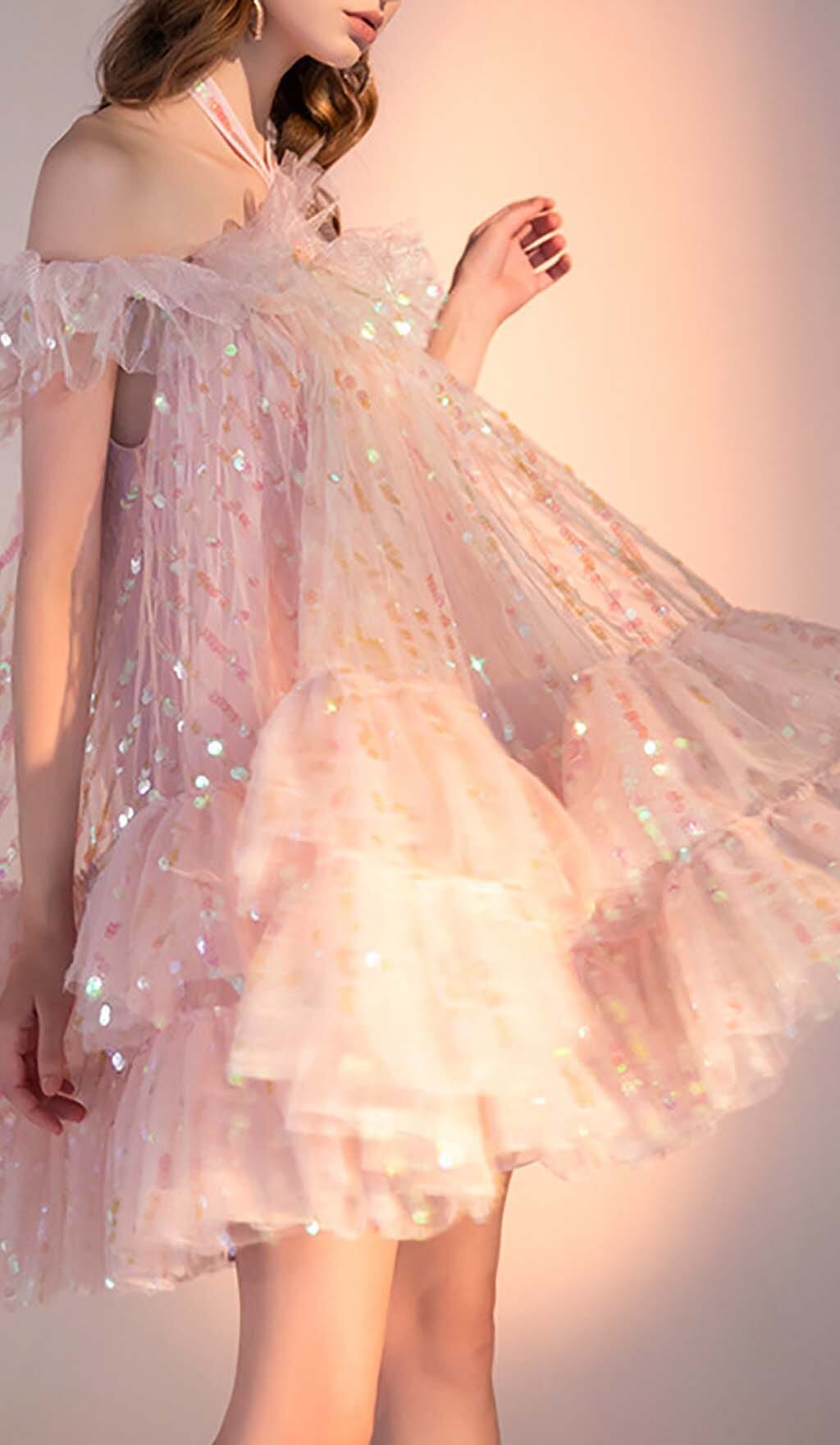 d270ae5c9756522e8030a5b00fa77e73.jpeg Fashionslee Women Halter Sequins Mini Dress In Pink
