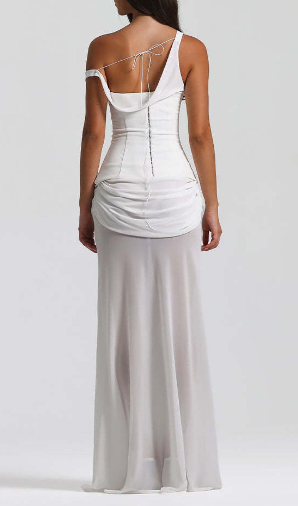 Fashionslee Women Istas White Corset Maxi Dress