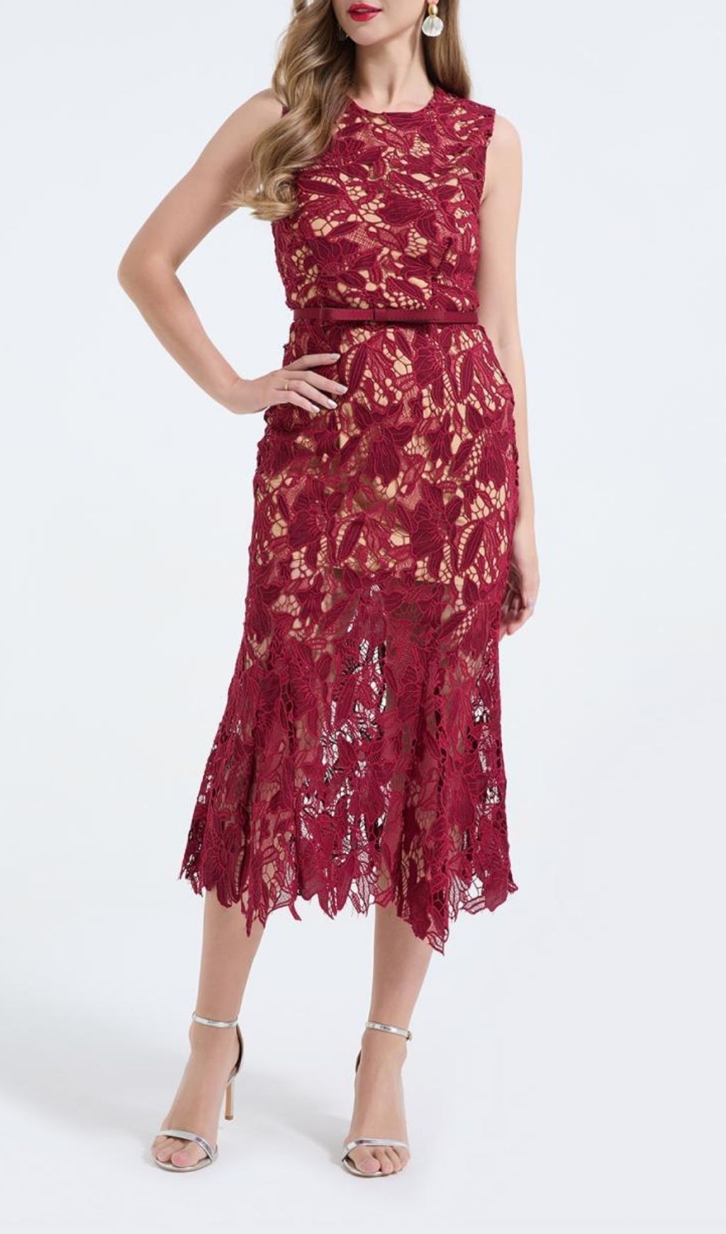 d299b2425f6c54a0fcca6058b50c4353.jpg Fashionslee Women Mirexen Red Floral Cutout Midi Dress