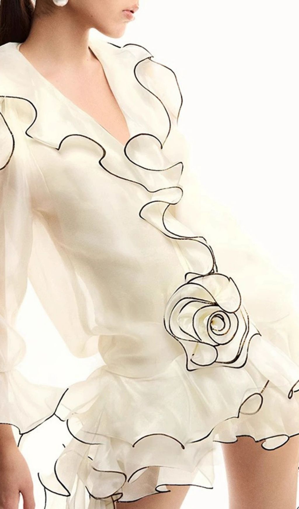Fashionslee Women Eudoxie White Ruffle Mini Dress