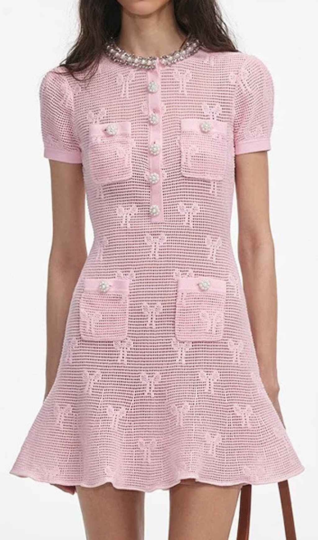 Fashionslee Women Georgina Diamante Beaded Knit Mini Dress Set