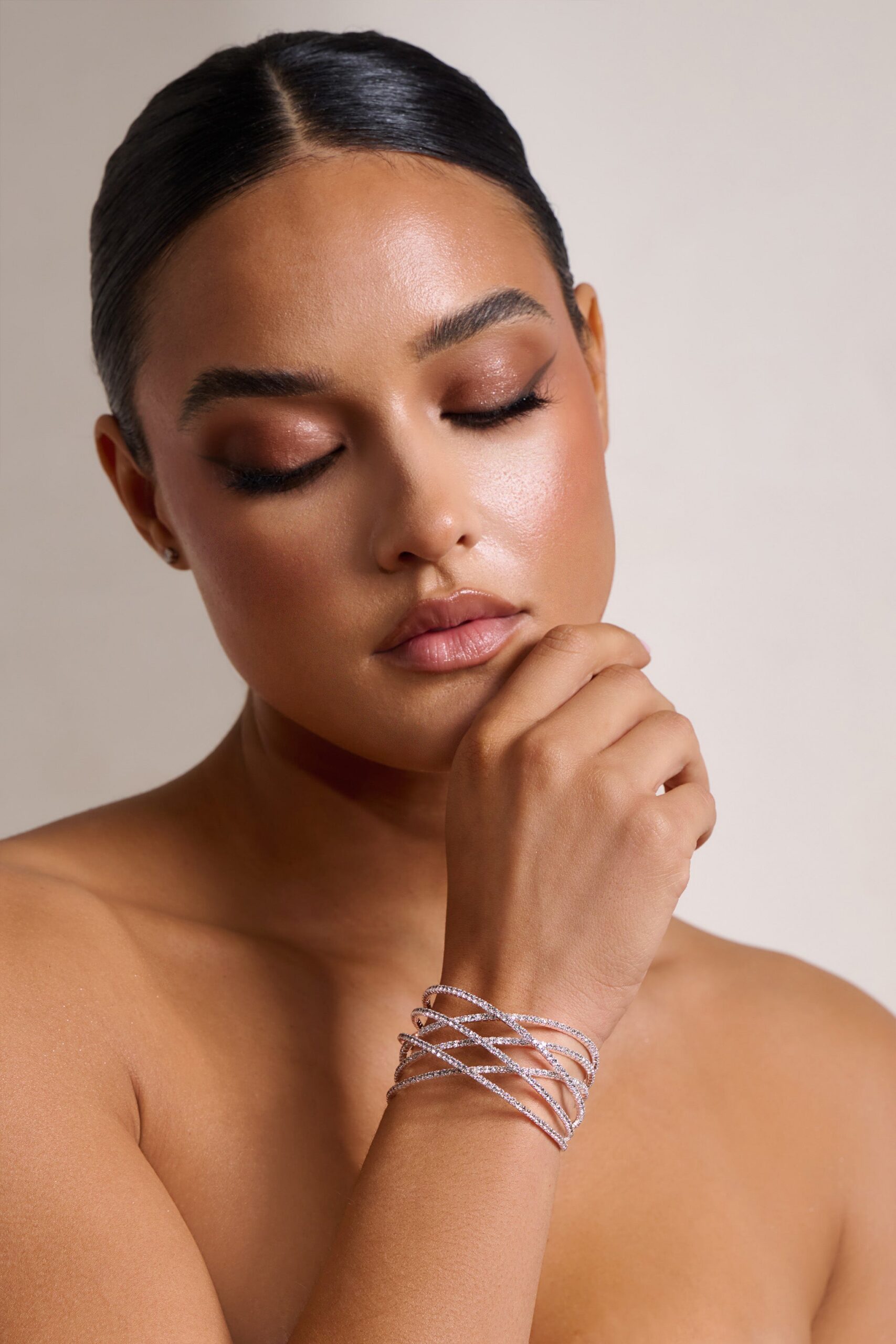 d3120b1909813da2f7013b754859fc40.jpeg Fashionslee Women Silver Diamante Layered Cuff Bracelet