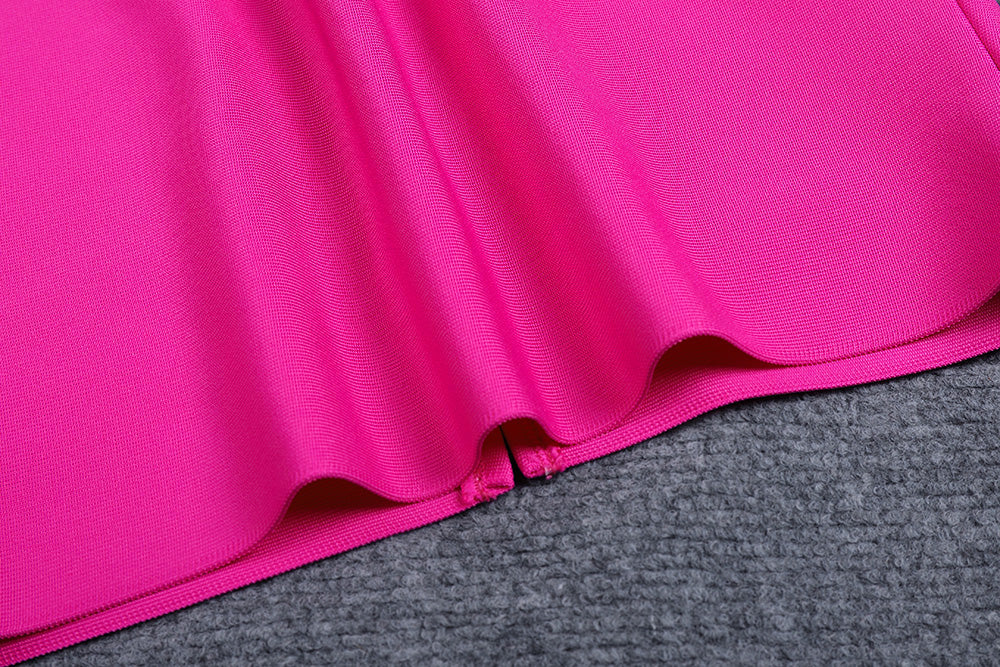 VIBRANT PINK ASYMMETRIC ONE-SHOULDER DRESS - OWNCI