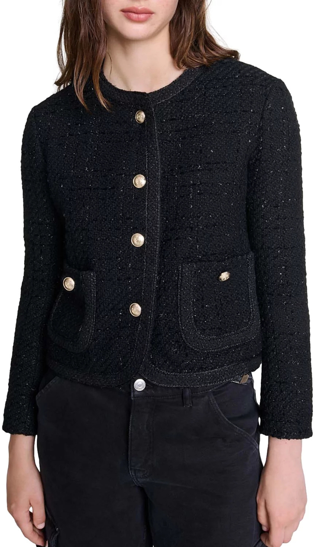 Fashionslee Women Vibleed Tweed Cropped Jacket