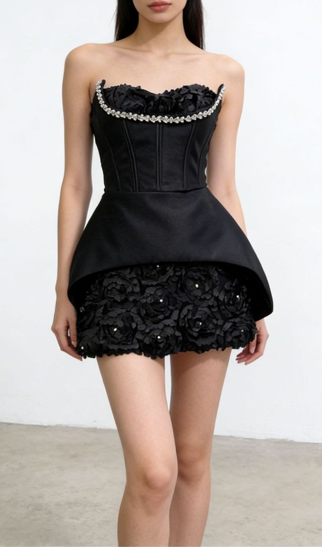 Fashionslee Women Kesley Strapless Corset Flower Mini Dress