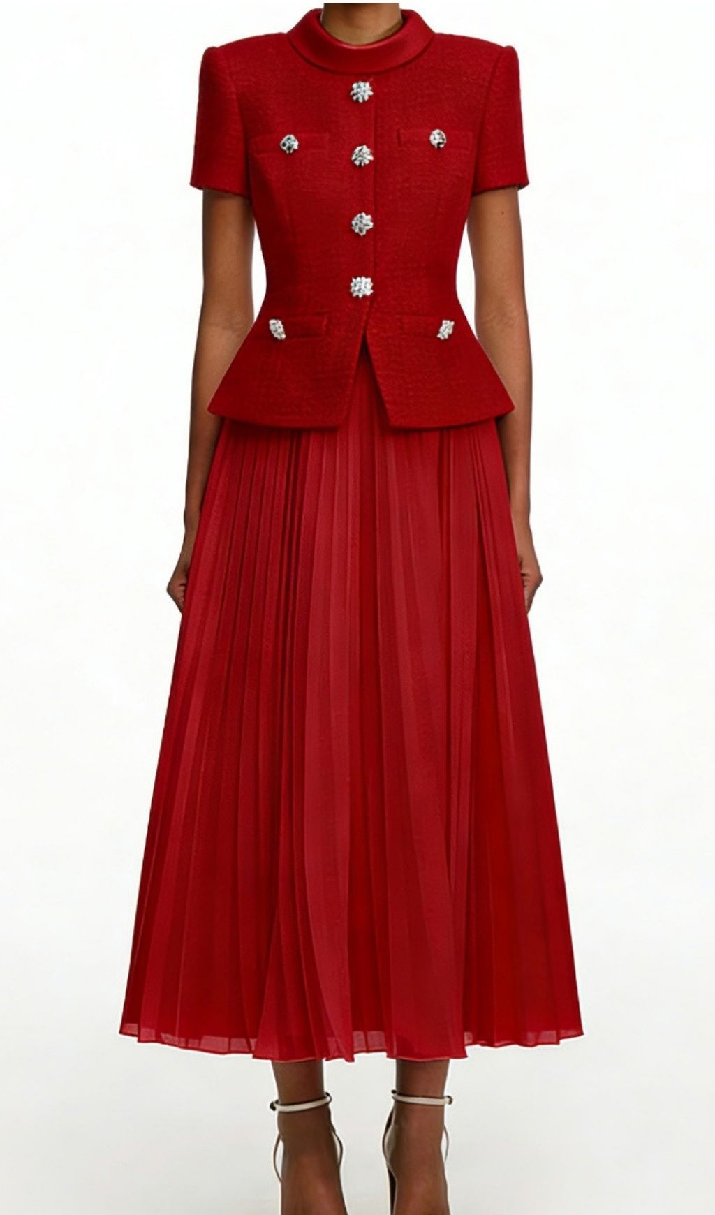 d37d1cd24b6dd024ab3df6861bc36735.jpg Fashionslee Women Keili Red Pleated Two-Piece Set