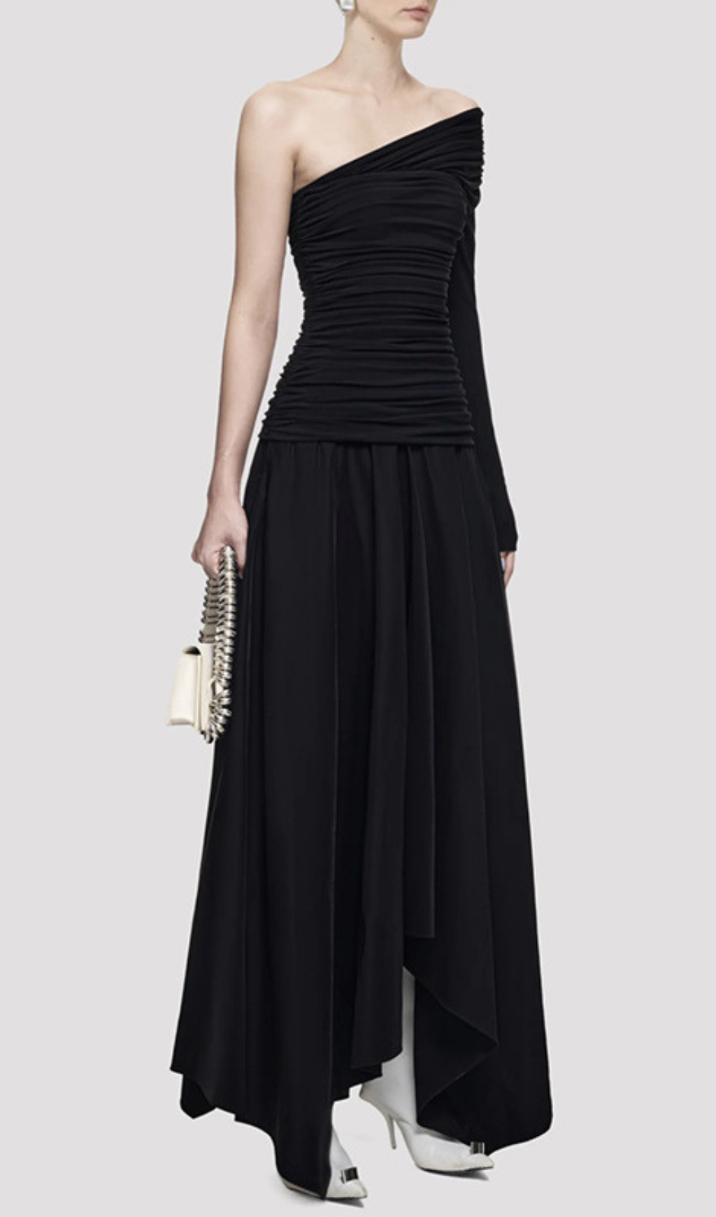 Fashionslee Women Harmon One-Shoulder Ruched Maxi Dress