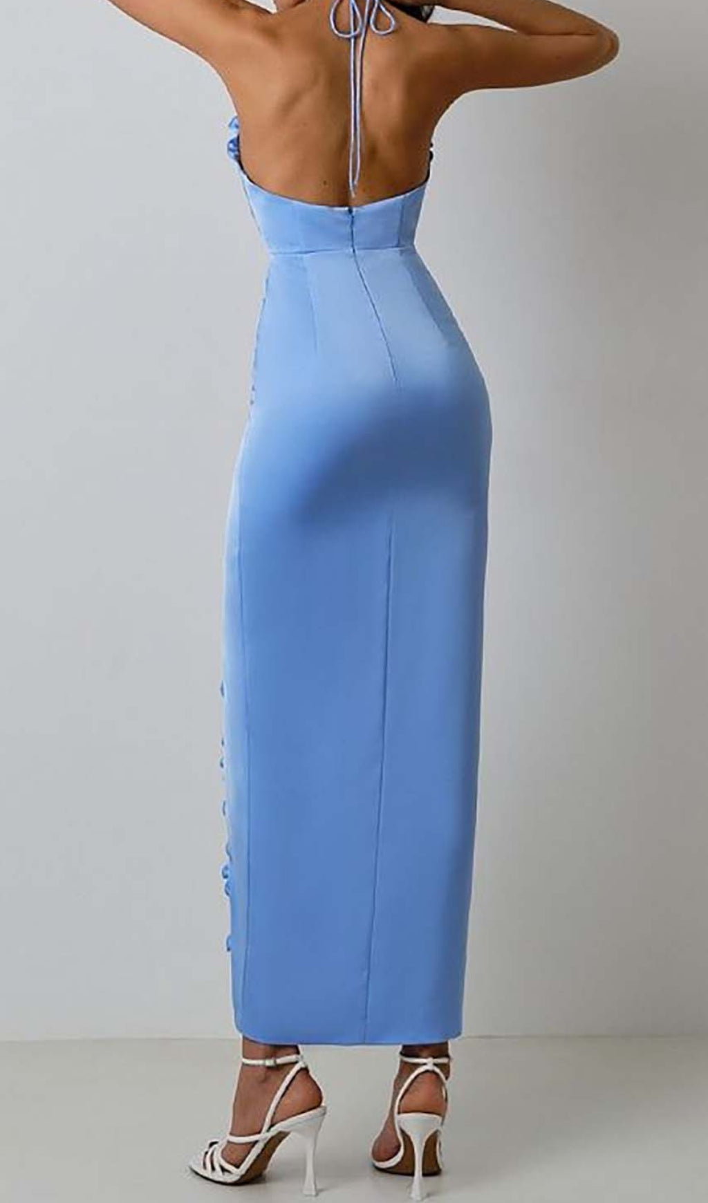 Fashionslee Women Ruffle Flower-Embellished Midi Dress In Blue