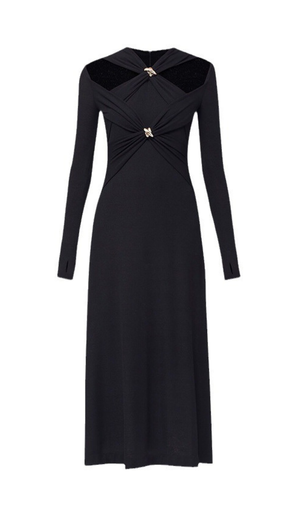 Fashionslee Women Braydon Cutout Knit Long Sleeve Midi Dress