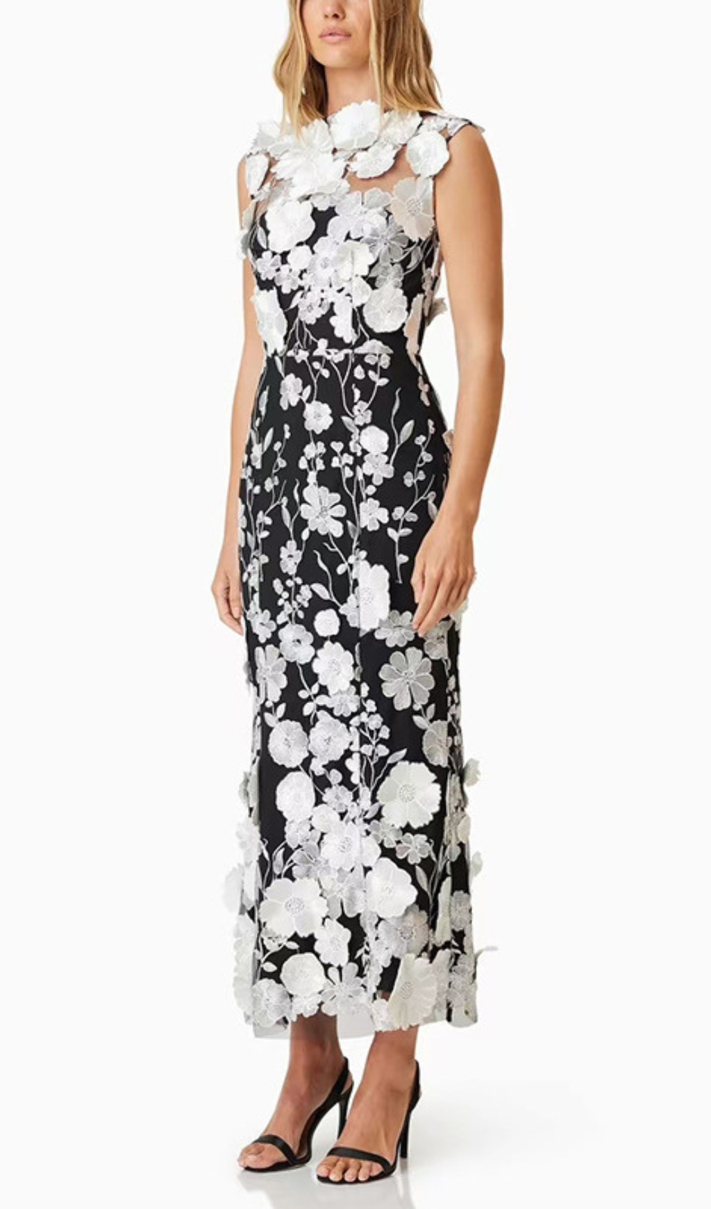 Fashionslee Women Cessair Sleeveless Flower Embroidery Midi Dress