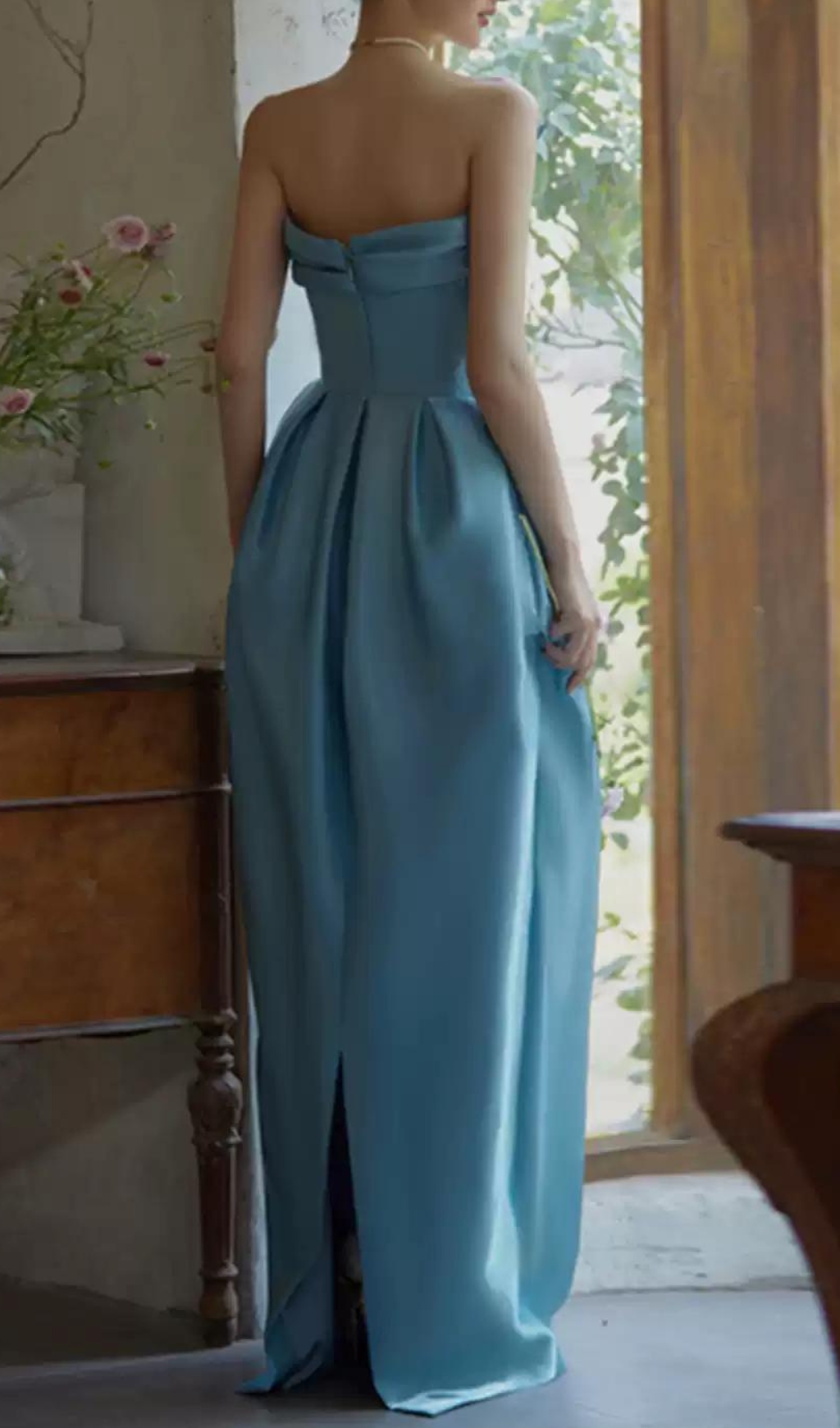 d497435b7c18485f740eff3d6f17083e.jpg Fashionslee Women Bode Blue Strapless Bud Maxi Dress