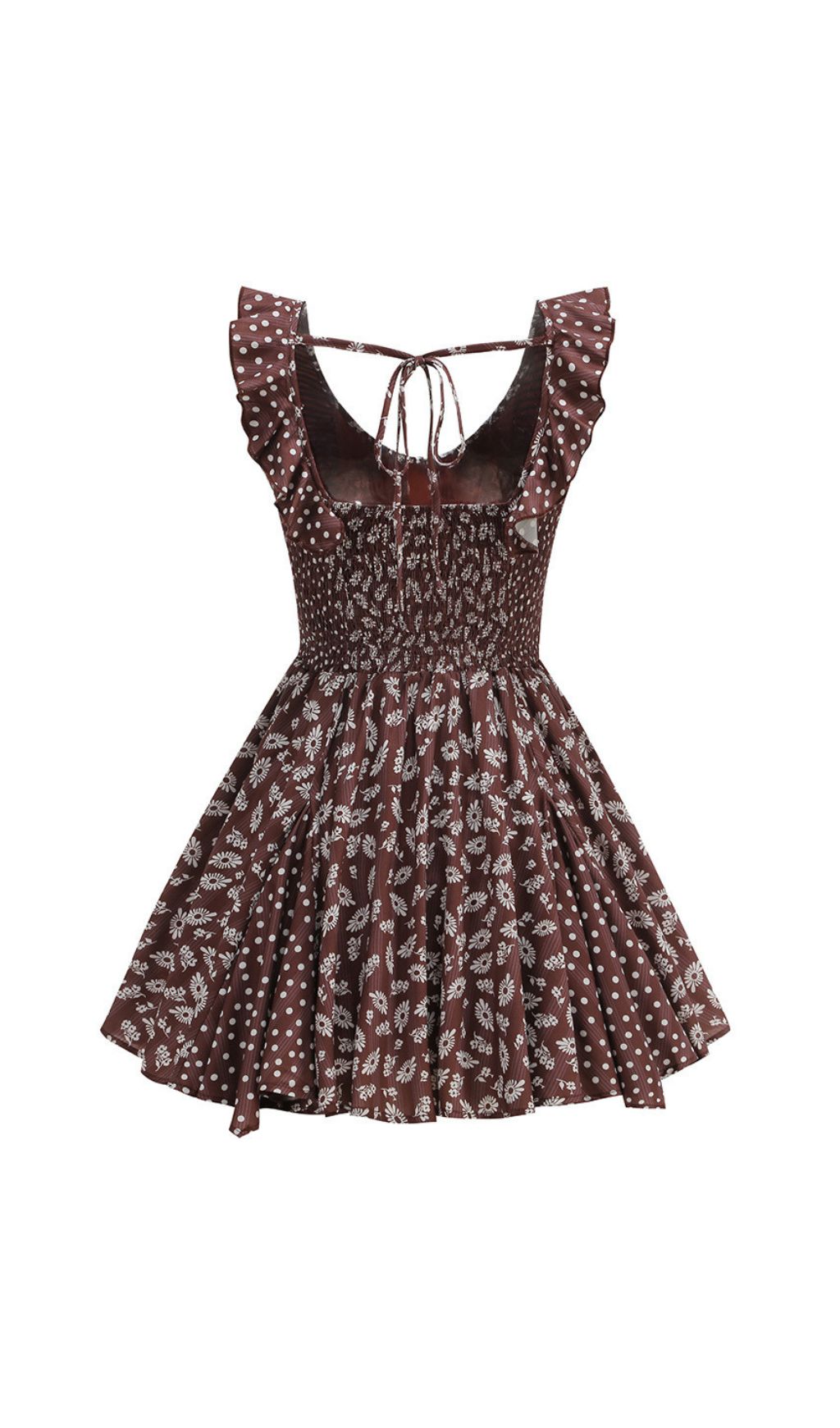 VINTAGE VIRAL JALENA COFFEE FLORAL MINI DRESS - OWNCI VINTAGE VIRAL JALENA COFFEE FLORAL MINI DRESS - OWNCI