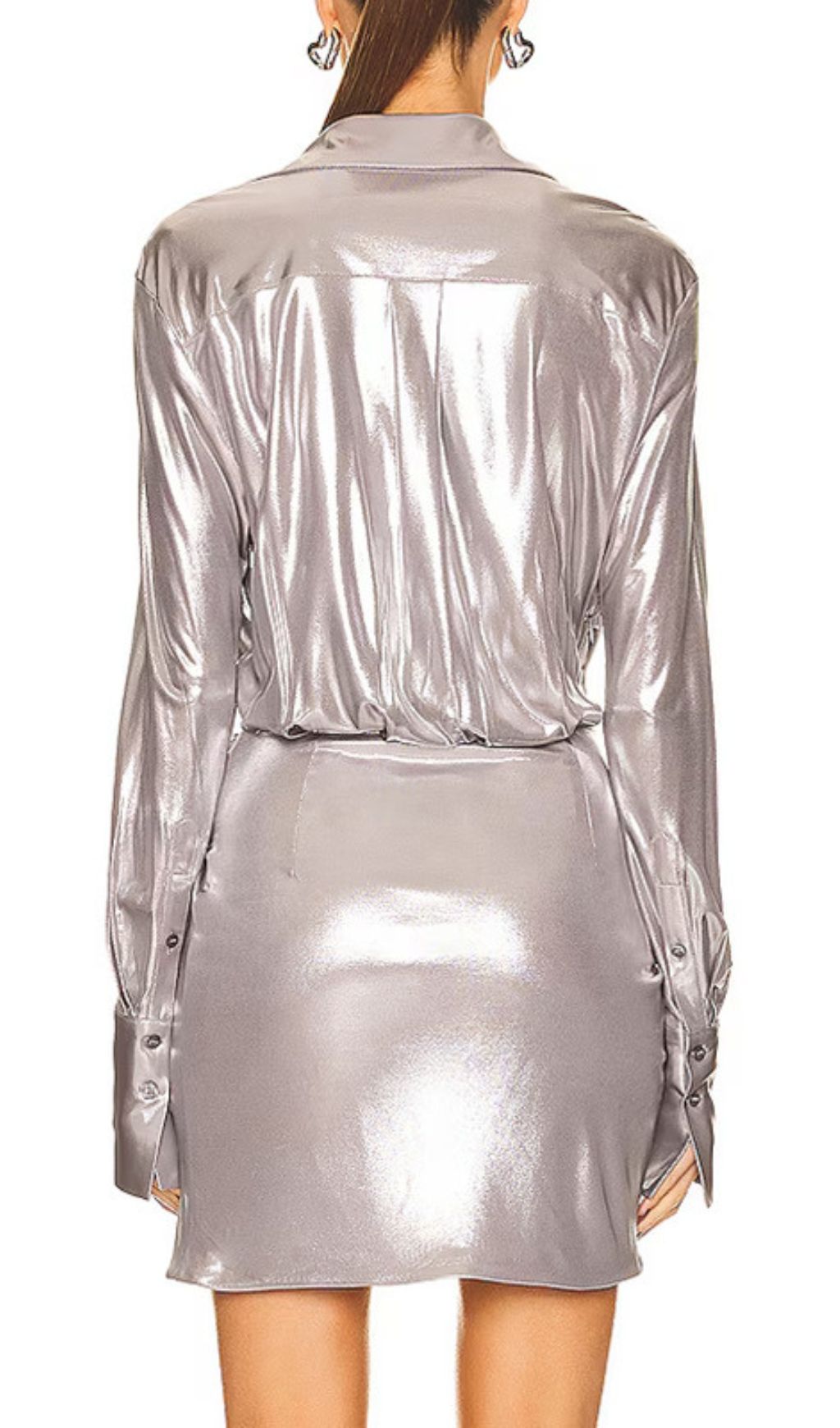 Fashionslee Women Havana Silver Long Sleeve Mini Dress