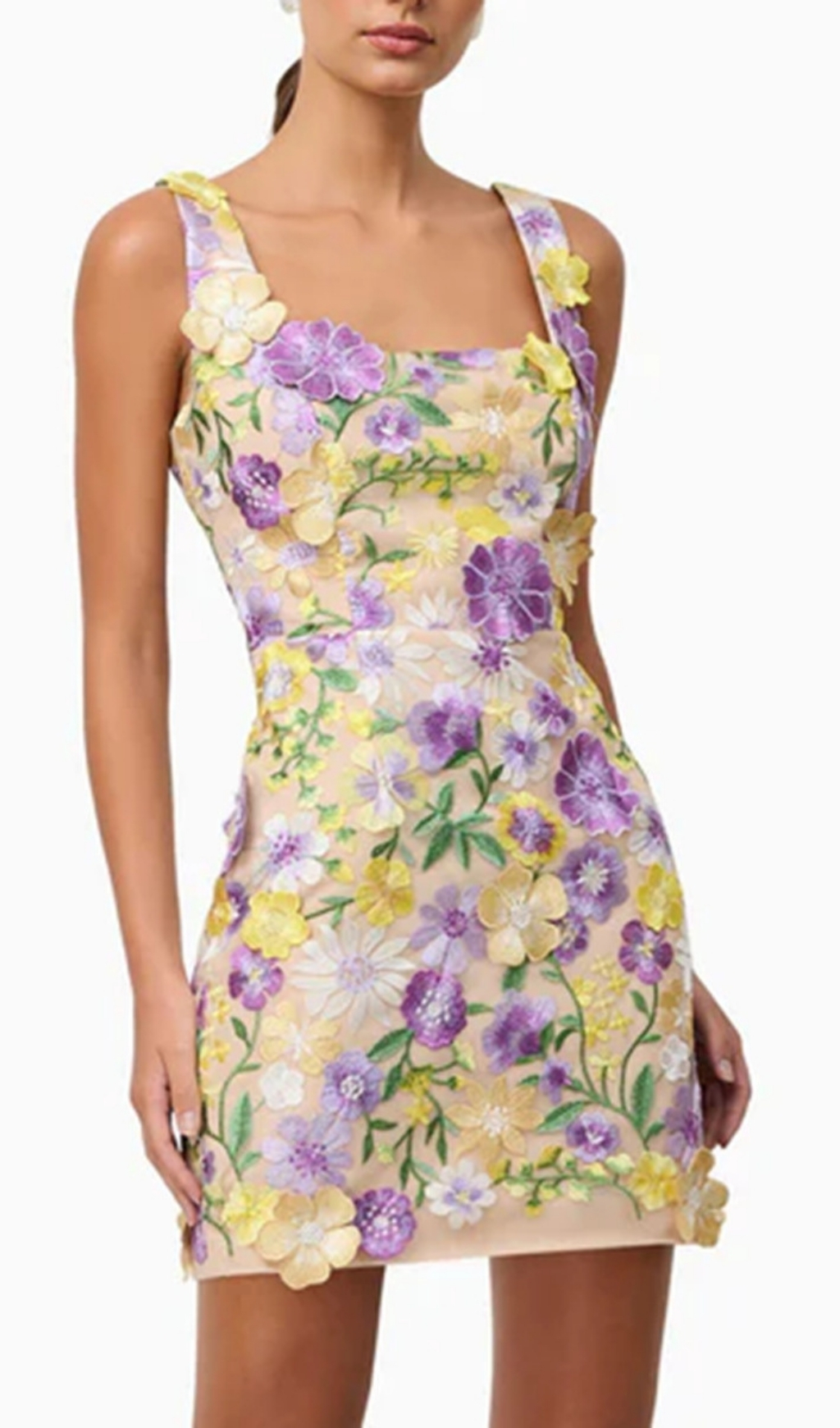 Fashionslee Women Fyodor Strappy Flower Embroidery Mini Dress