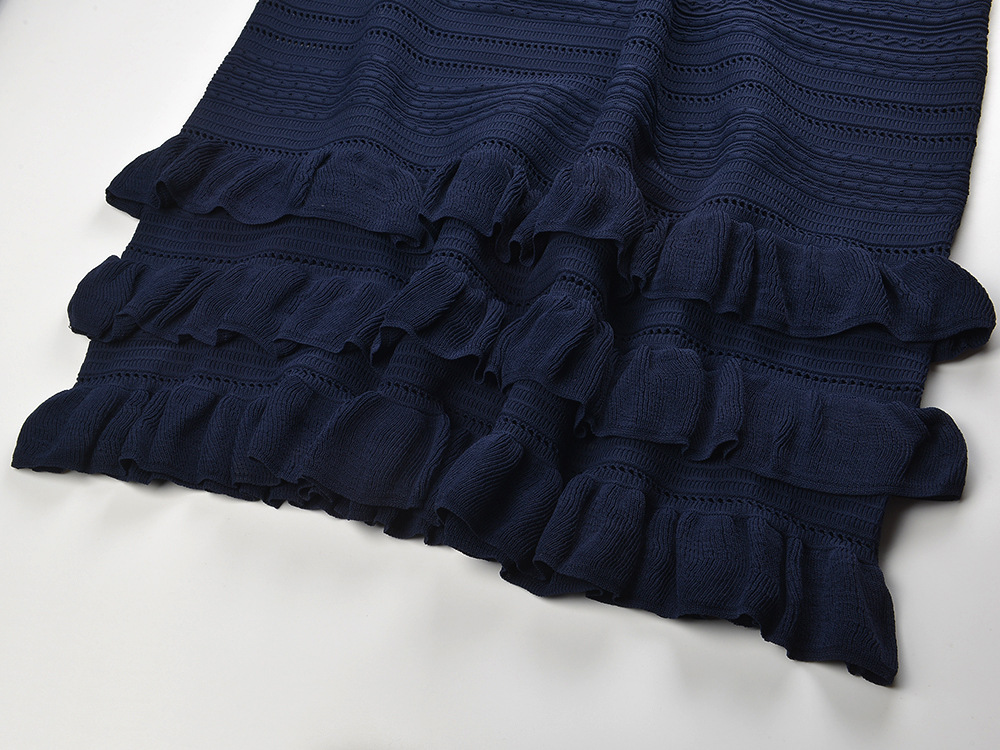 VINTAGE POINTELLE RUFFLE MIDI DRESS - OWNCI VINTAGE POINTELLE RUFFLE MIDI DRESS - OWNCI