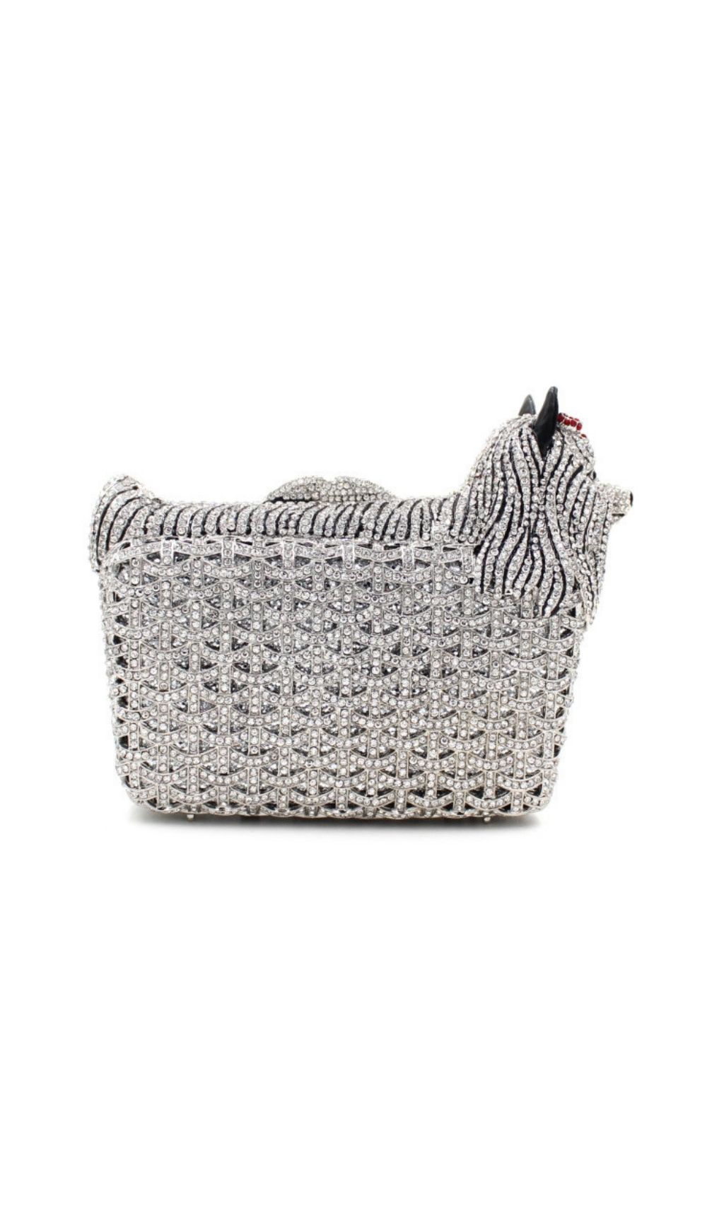 Fashionslee Women Khamani Silver Dog Diamante Bag