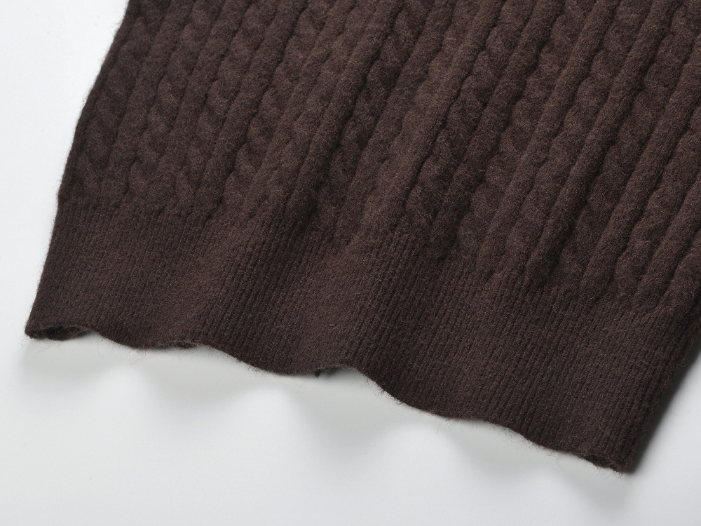 TRENDING CABLE KNIT SWEATER WITH DENIM COLLAR - OWNCI
