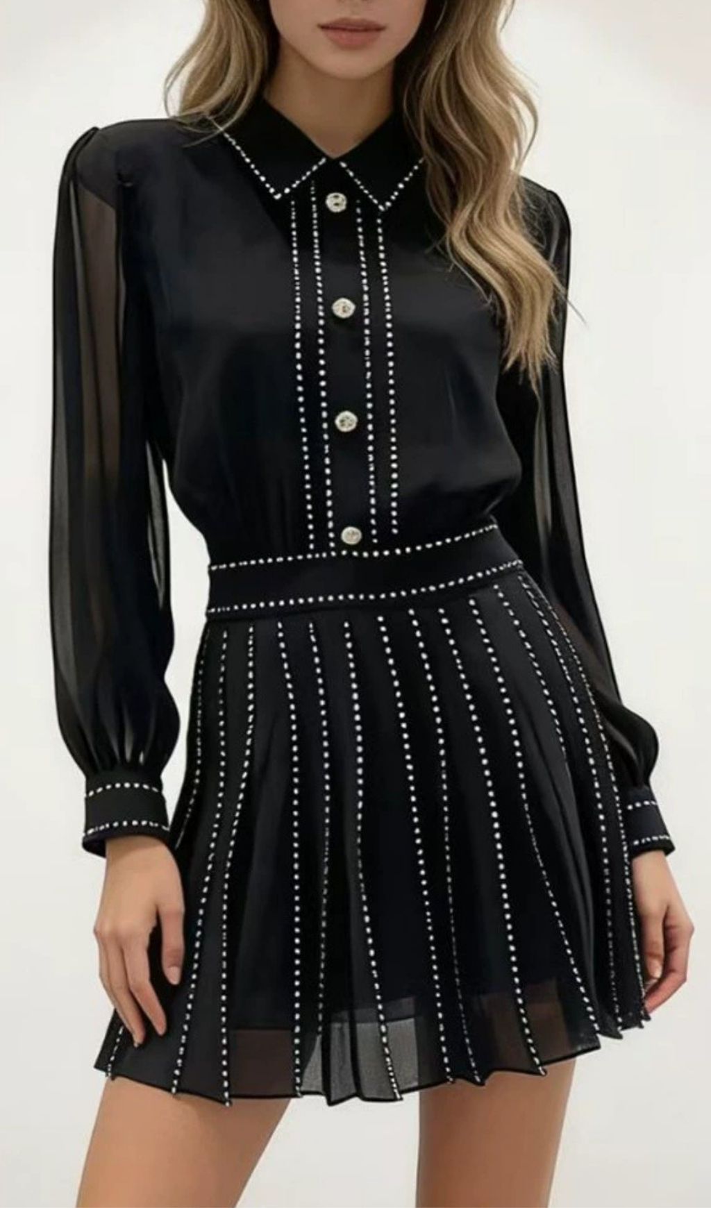 Fashionslee Women Kaitlynn Black Long Sleeve Mini Dress